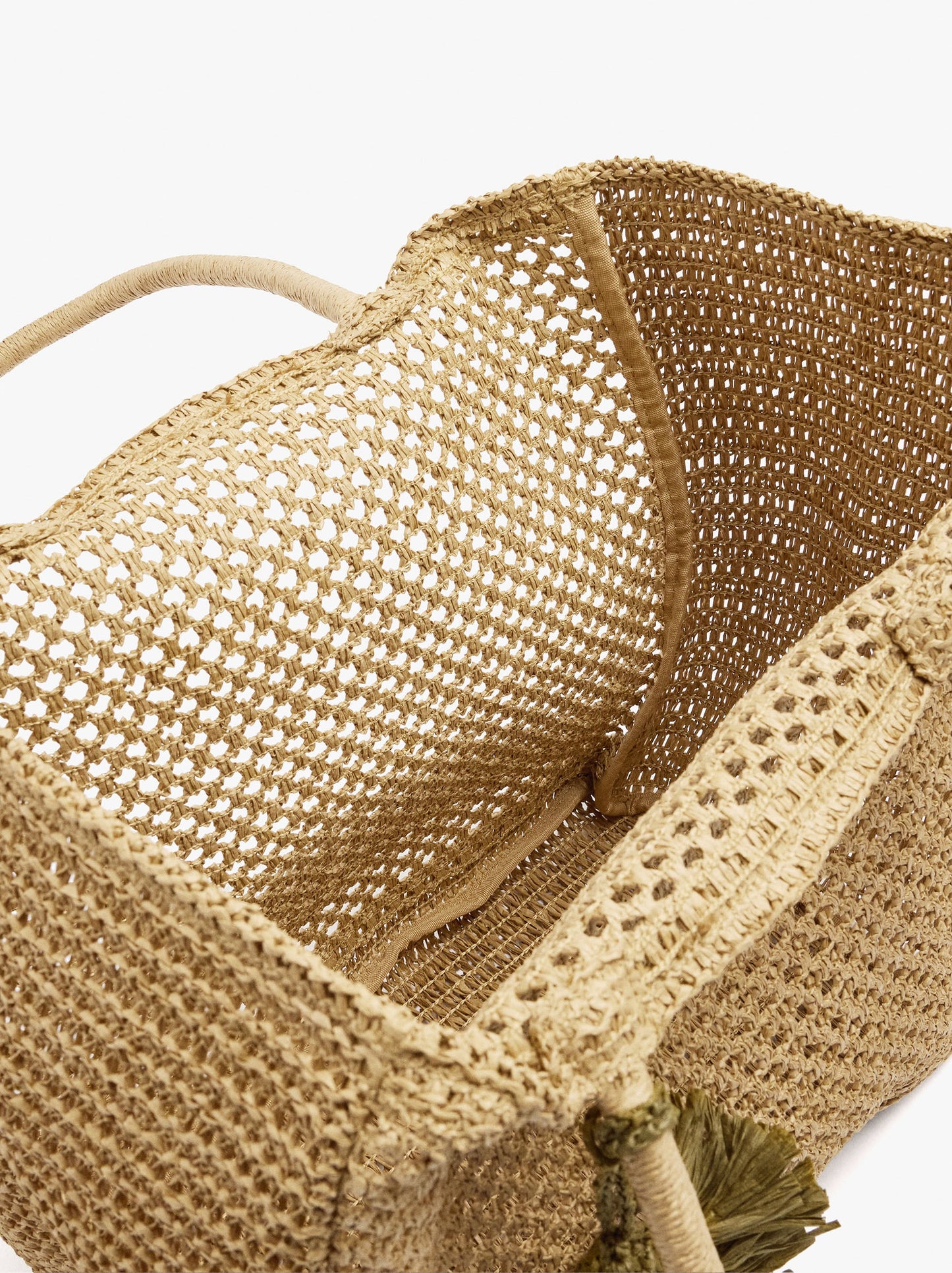 Shopper Bag With Paper Straw Effect With Pendant