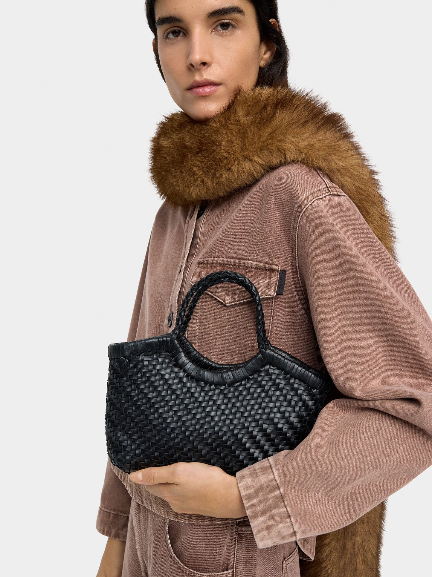 Tote Bag With Braided Leather