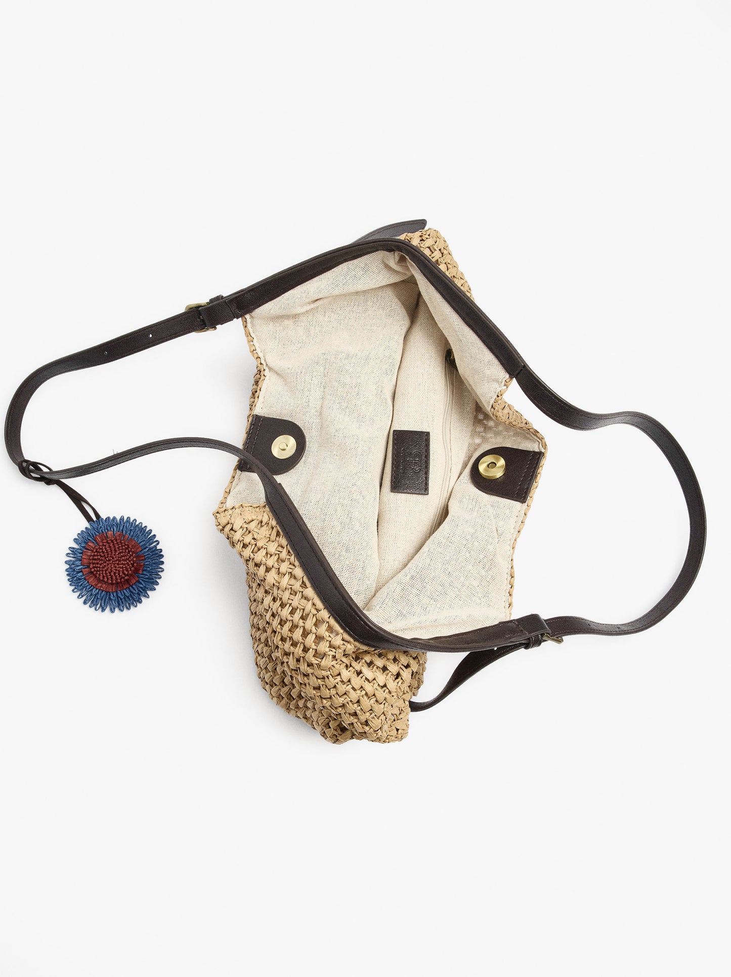 Shopper Bag With Paper Straw Effect With Pendant