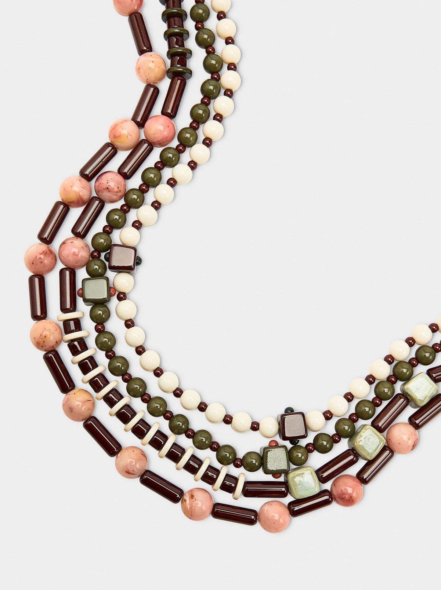 Short Multi-Collar With Ceramic Beads