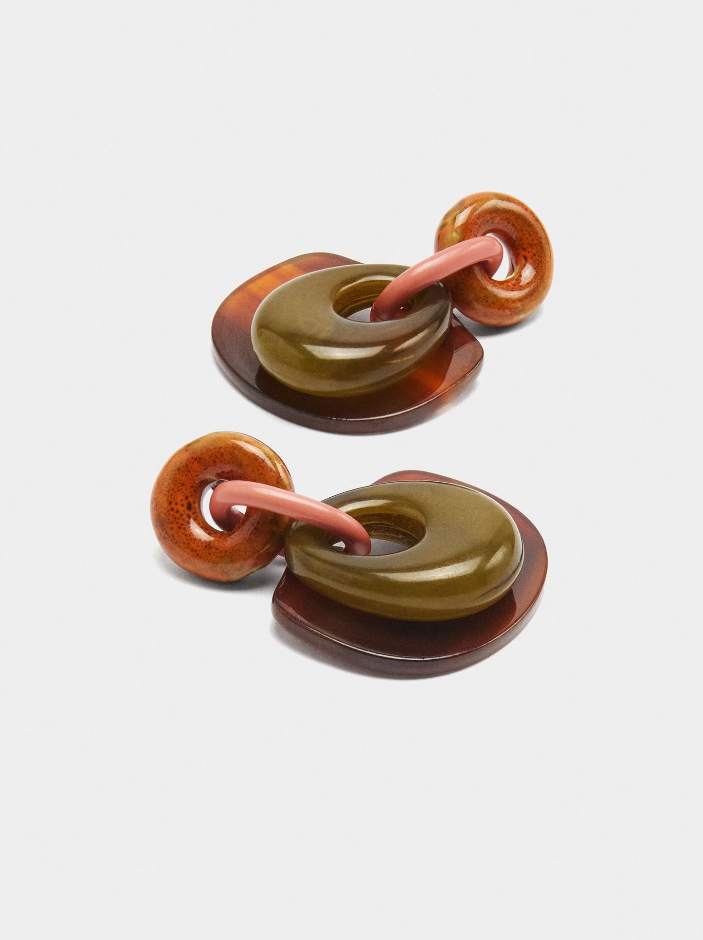 Long Earrings With Ceramic And Resin