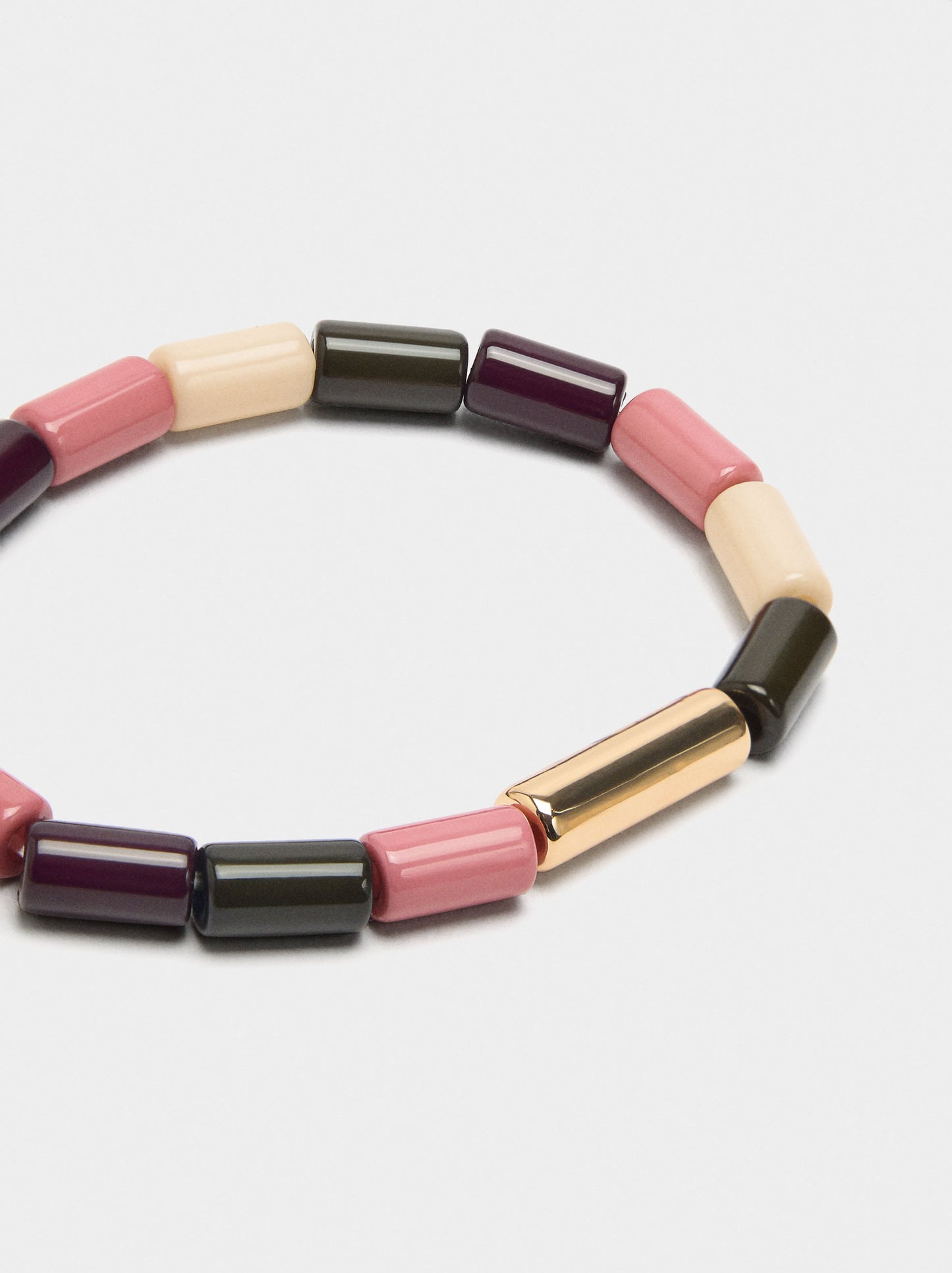 Elastic Bracelet With Cylindrical Beads