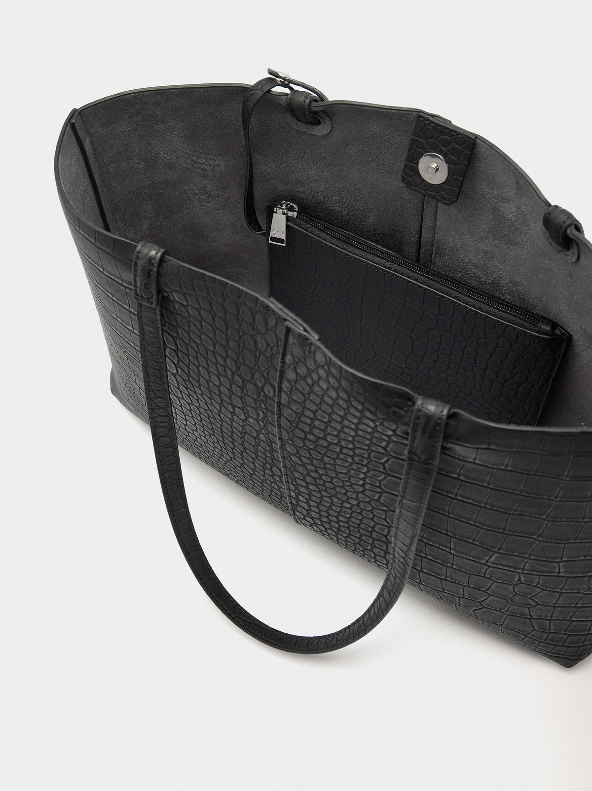 Animal-Embossed Shopper Bag With Pouch