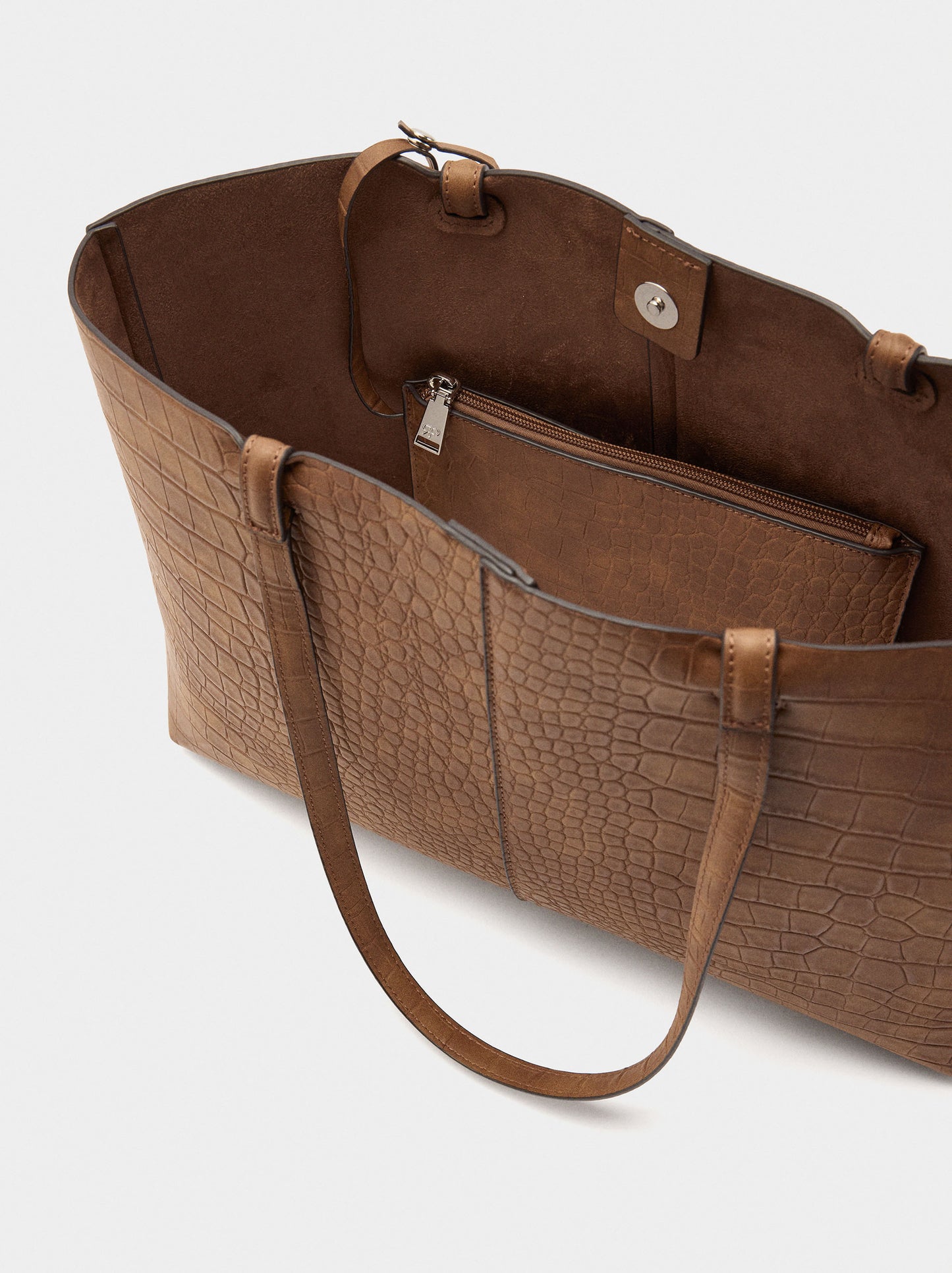 Animal-Embossed Shopper Bag With Pouch