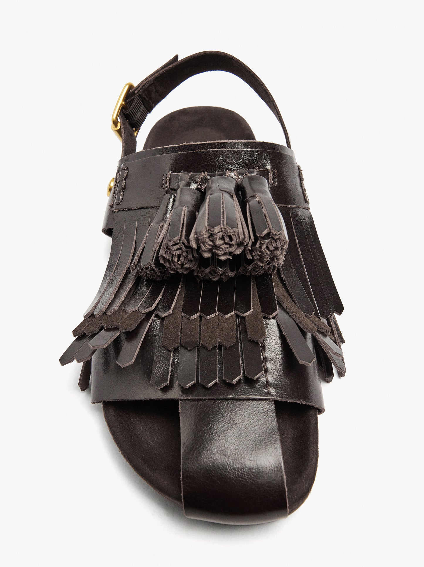 Flat Leather Sandals With Fringes