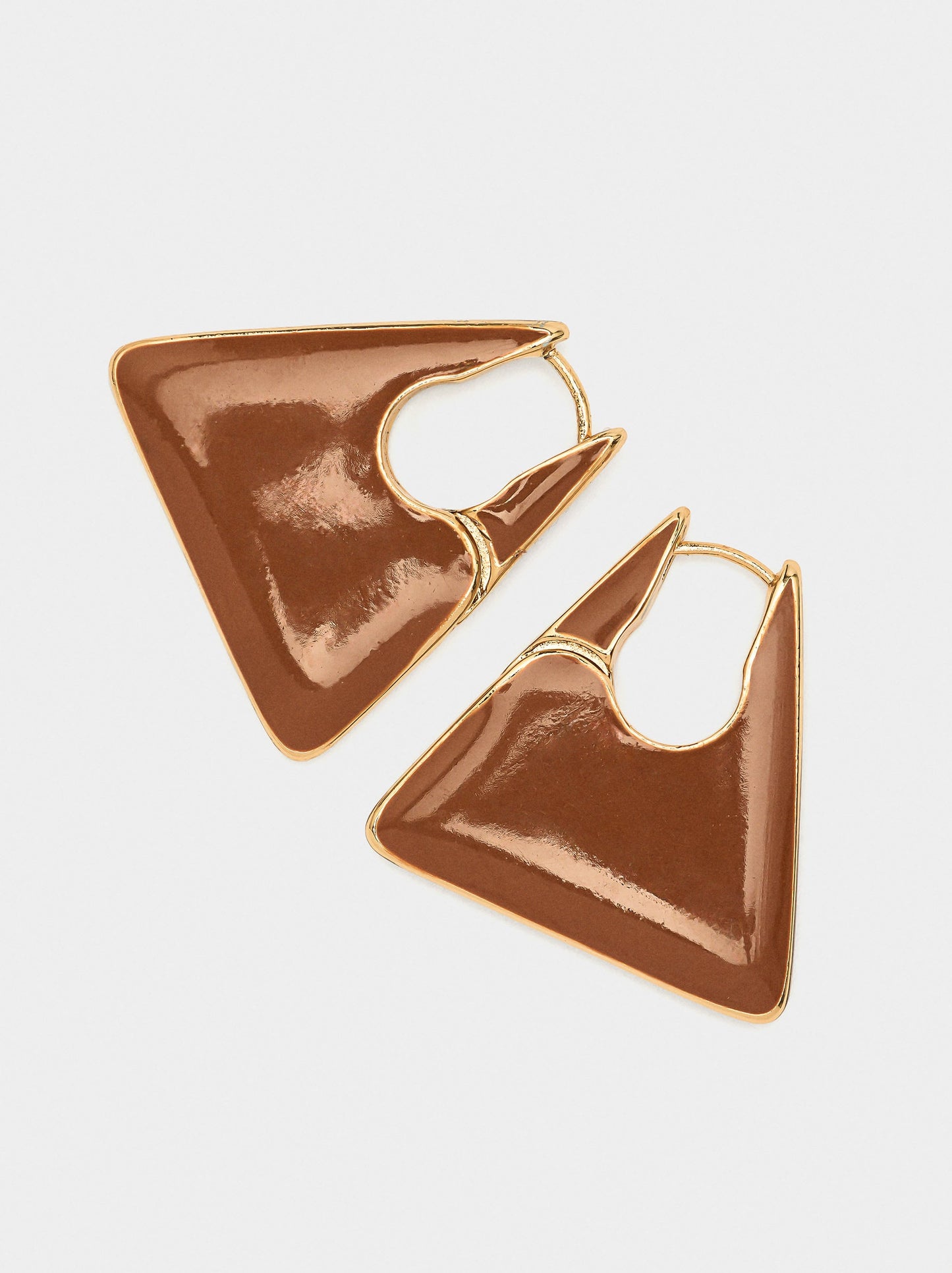 Triangular Hoop Earrings With Enamel