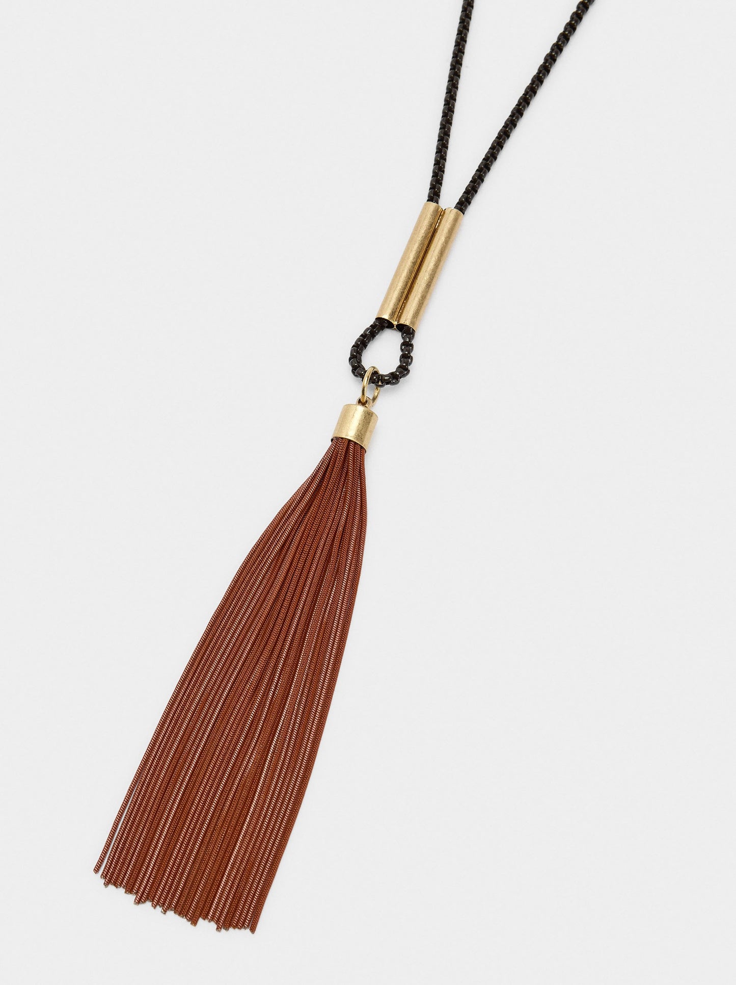 Long Pendant Necklace With Fringes