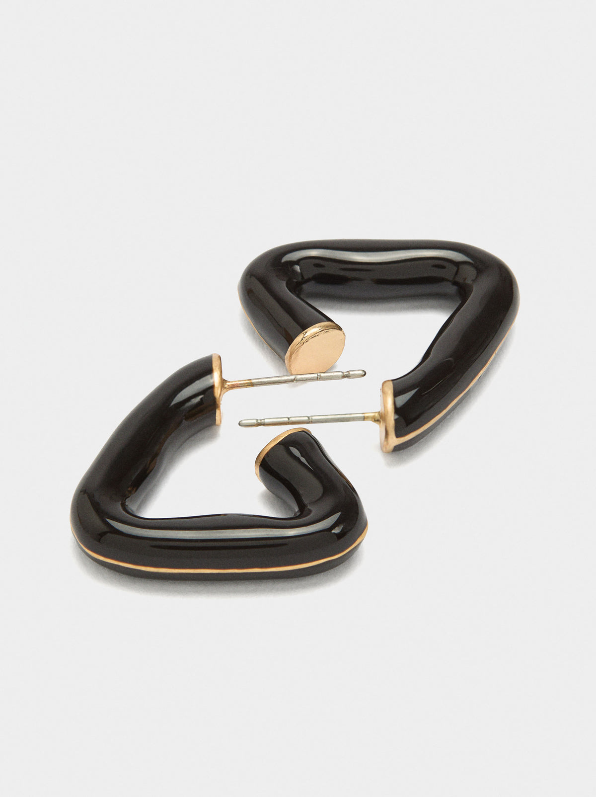 Triangular Hoop Earrings With Enamel