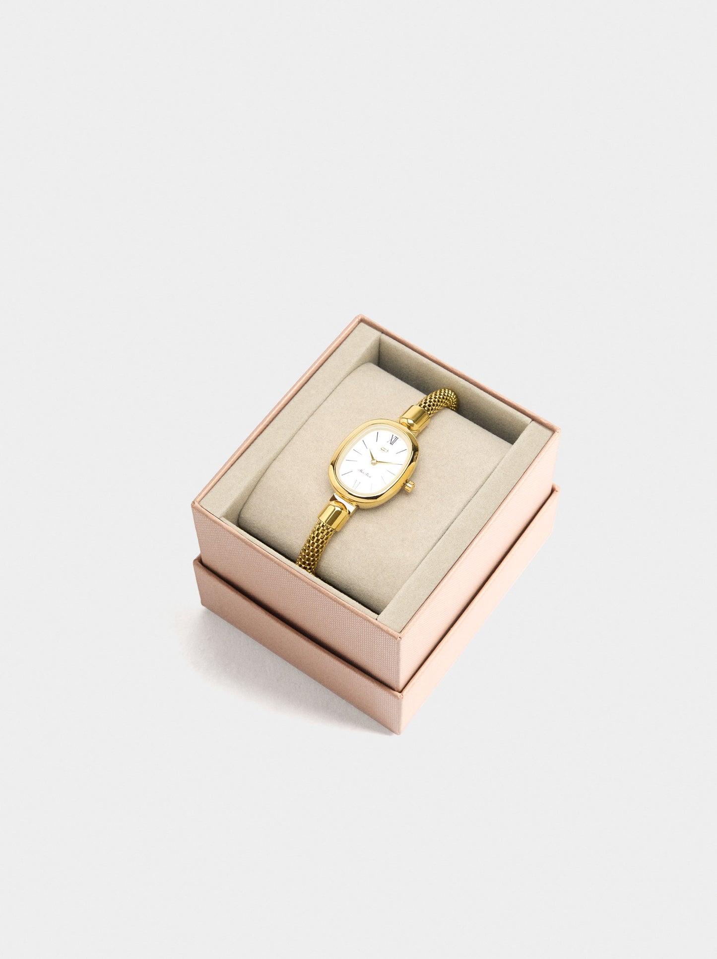 Watch With Tubular Stainless Steel Mesh Bracelet