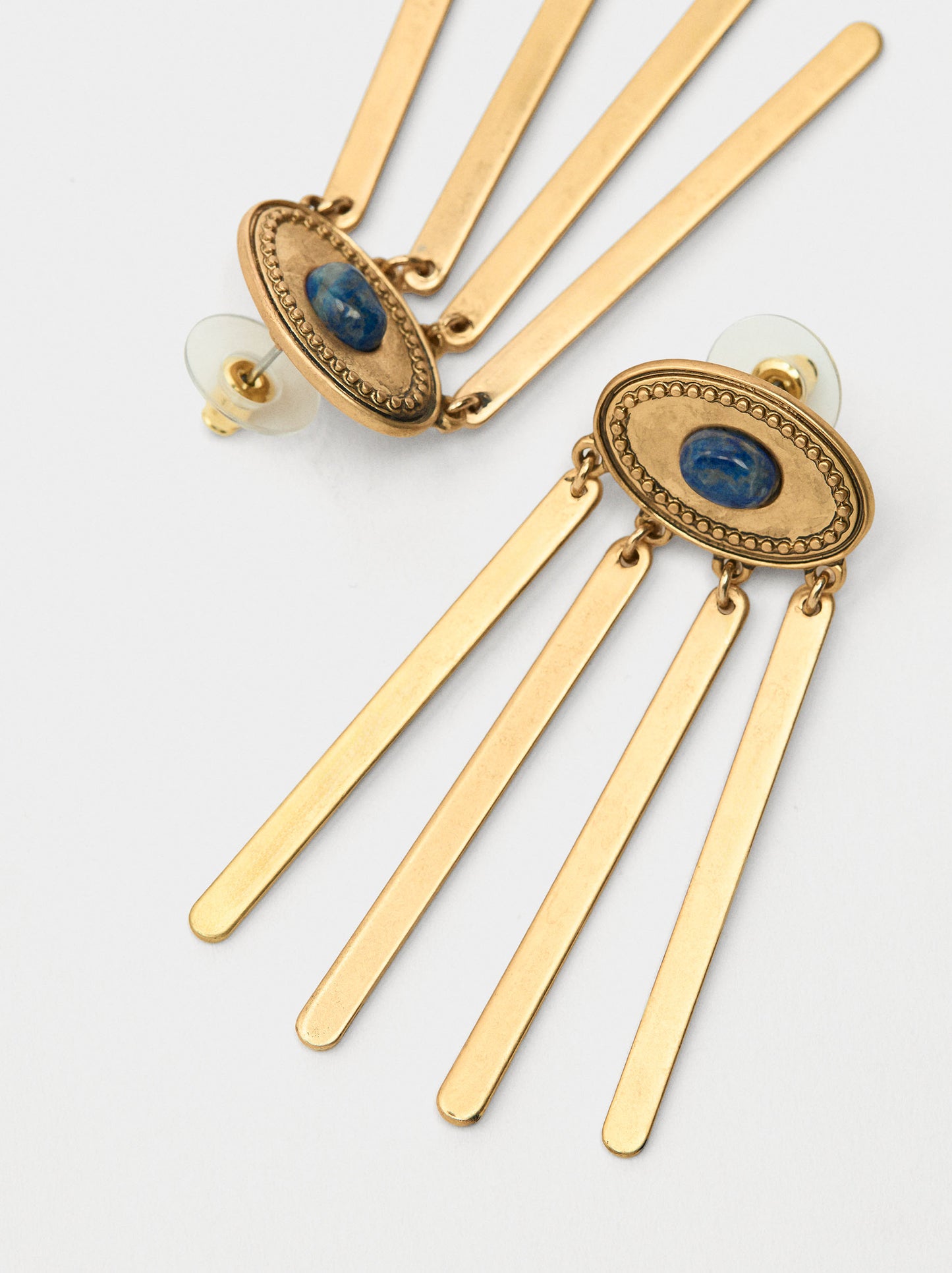Oval Earrings With Stone And Bars