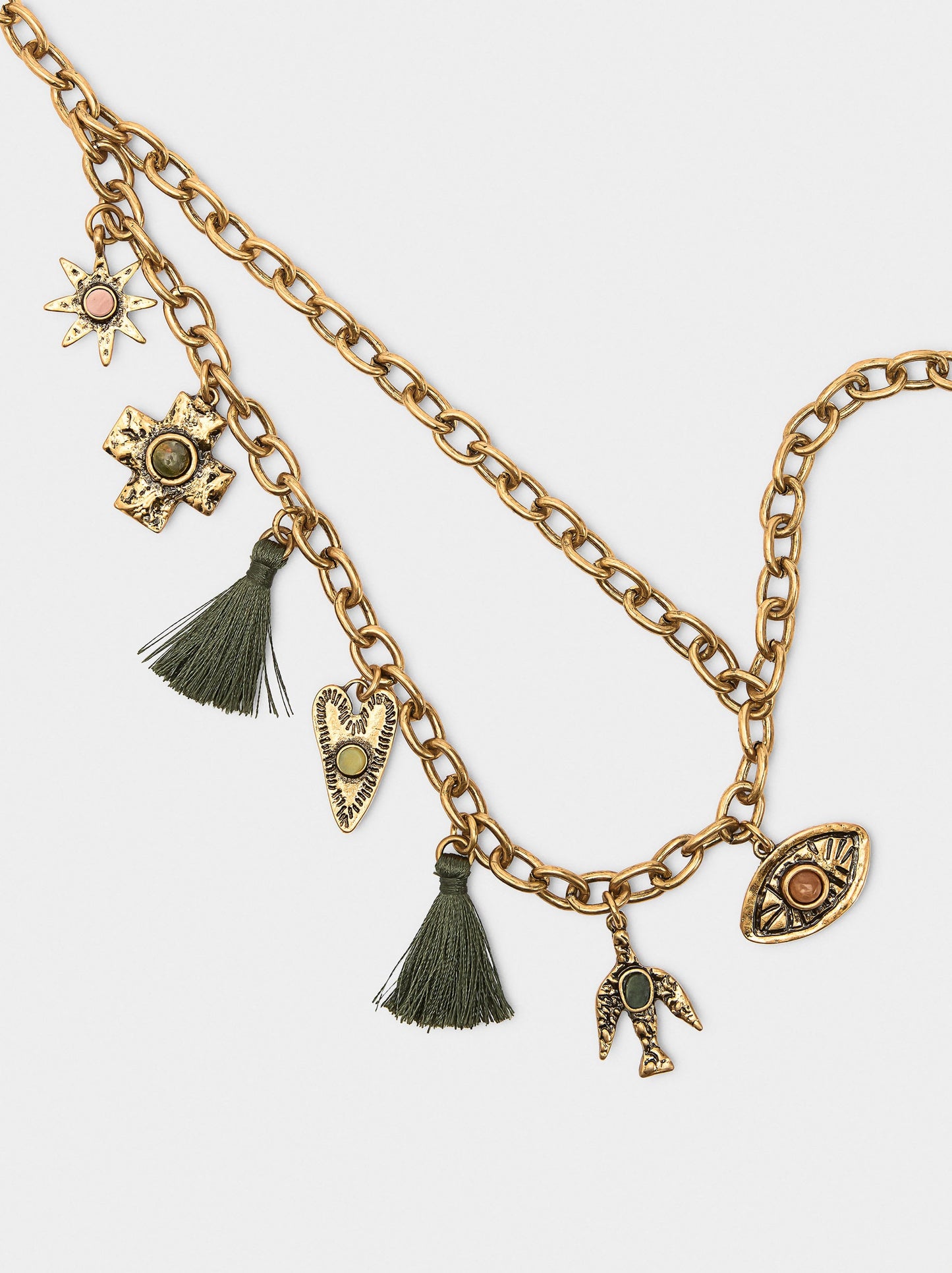 Necklace Of Links And Pendants With Stones