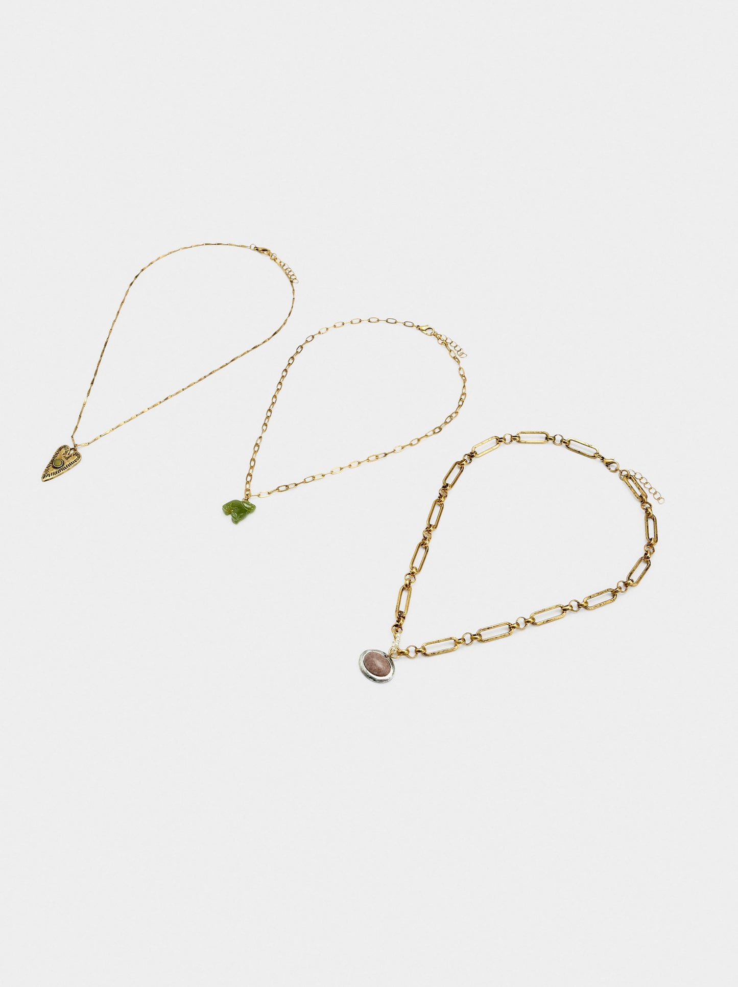 Set Of Pendant Necklaces With Stone