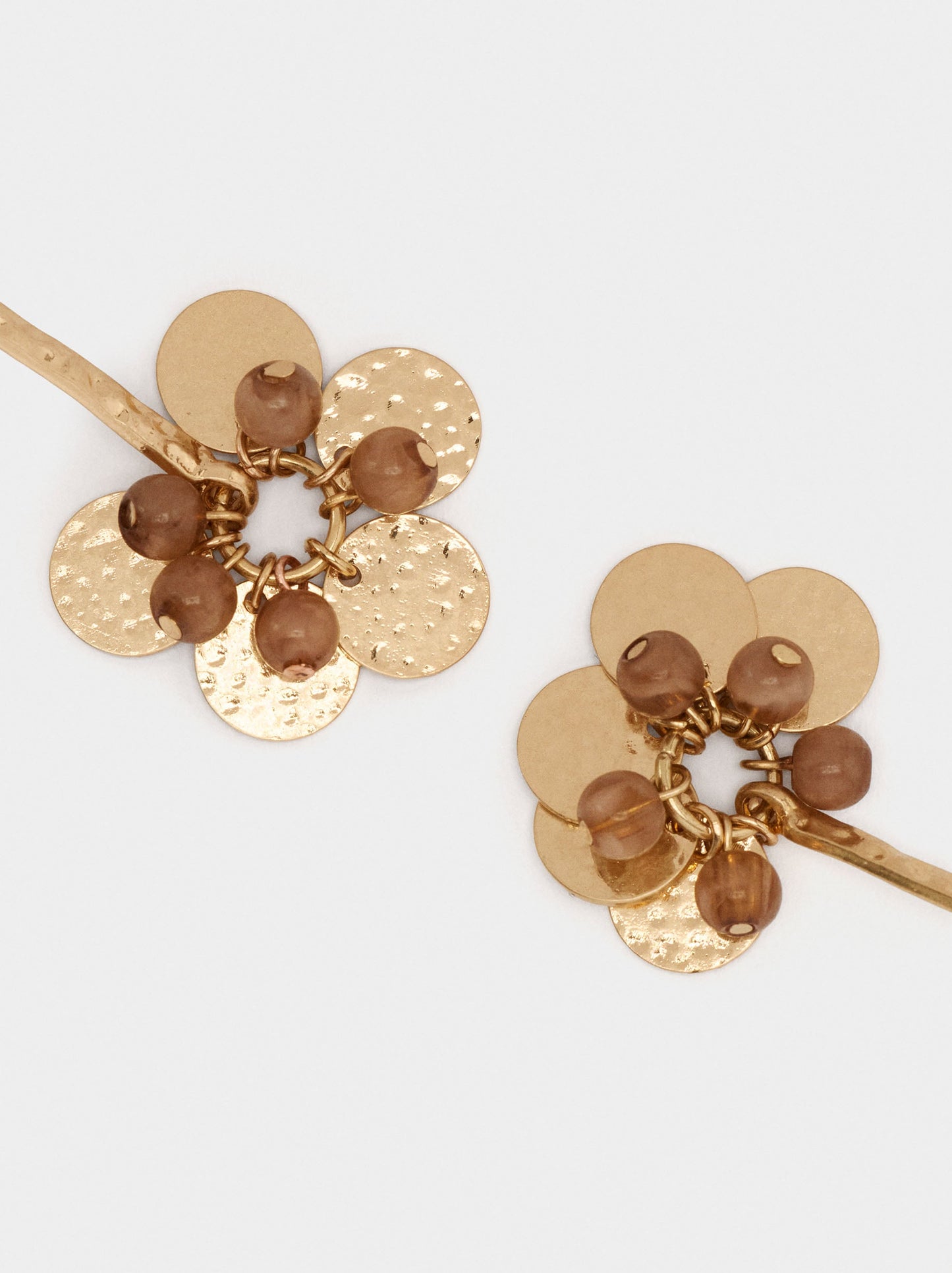 Bar Earrings With Mini Medals And Beads