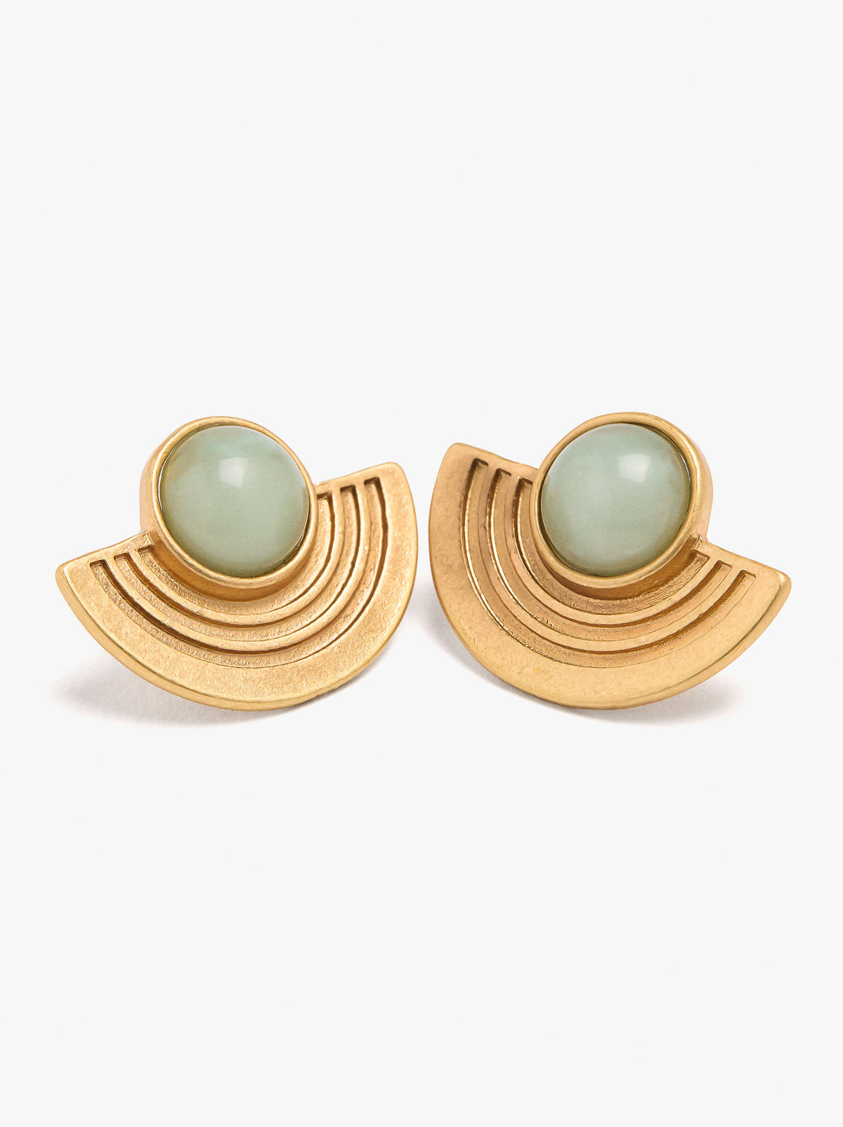 Fan Earrings With Stone Effect Detail