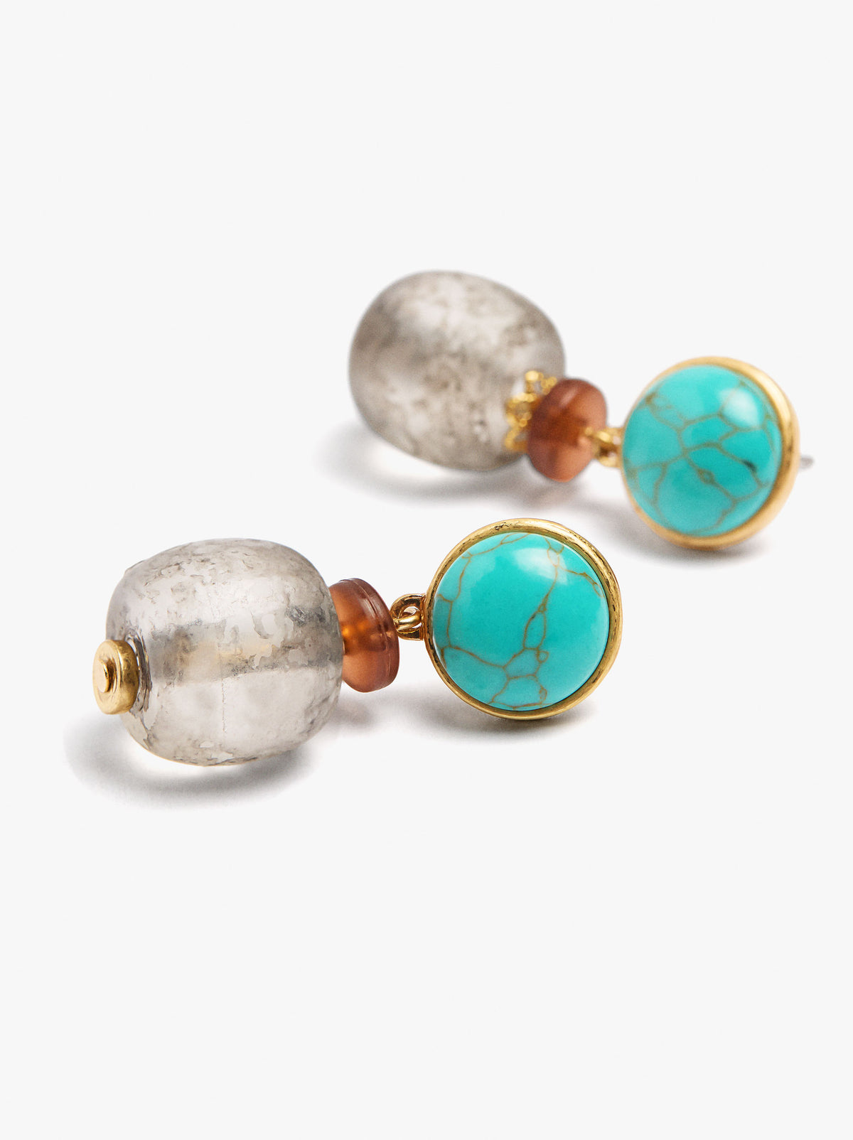 Earrings With Stone And Glass Bead