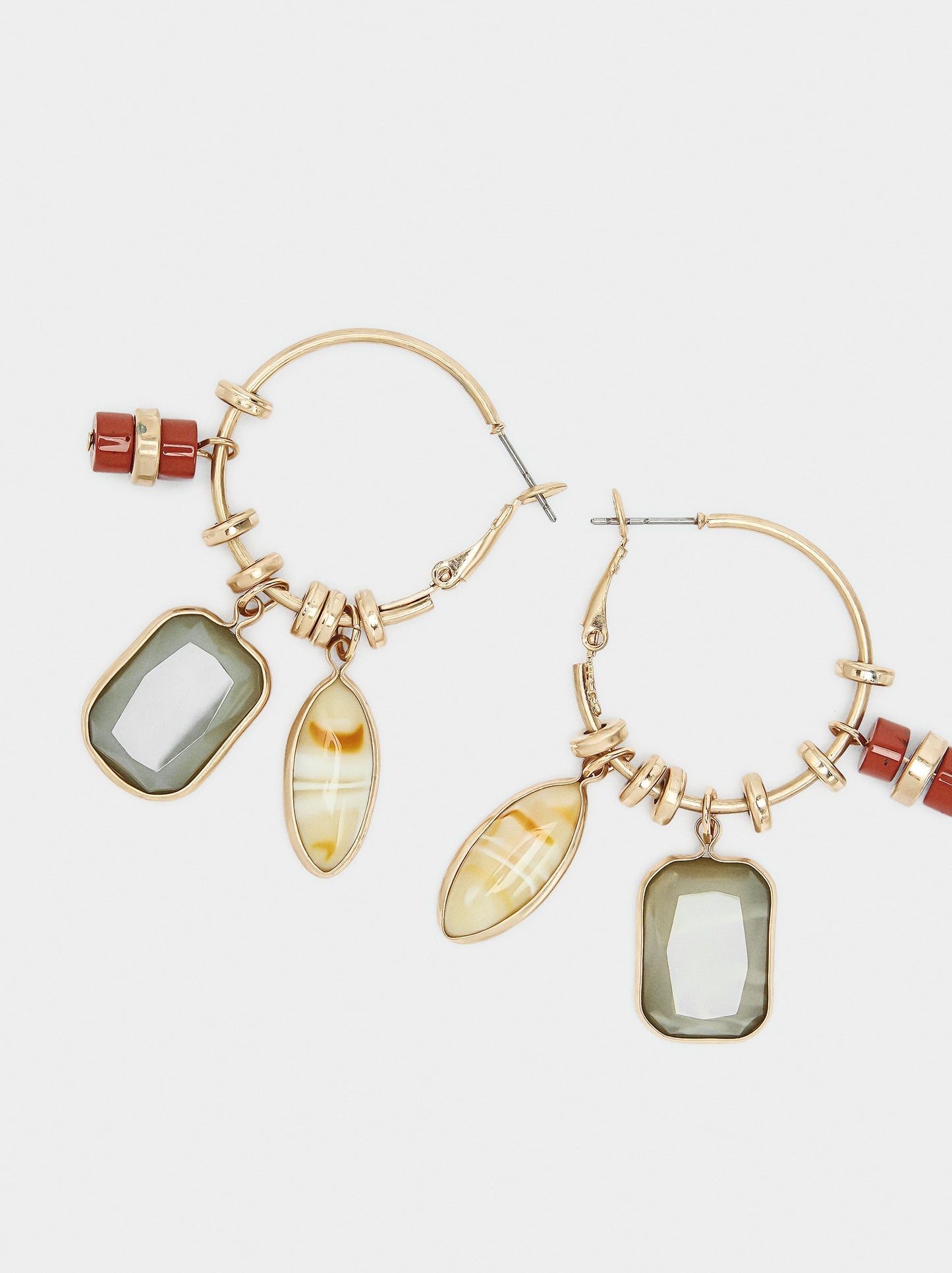 Hoop Earrings With Stone Pendants