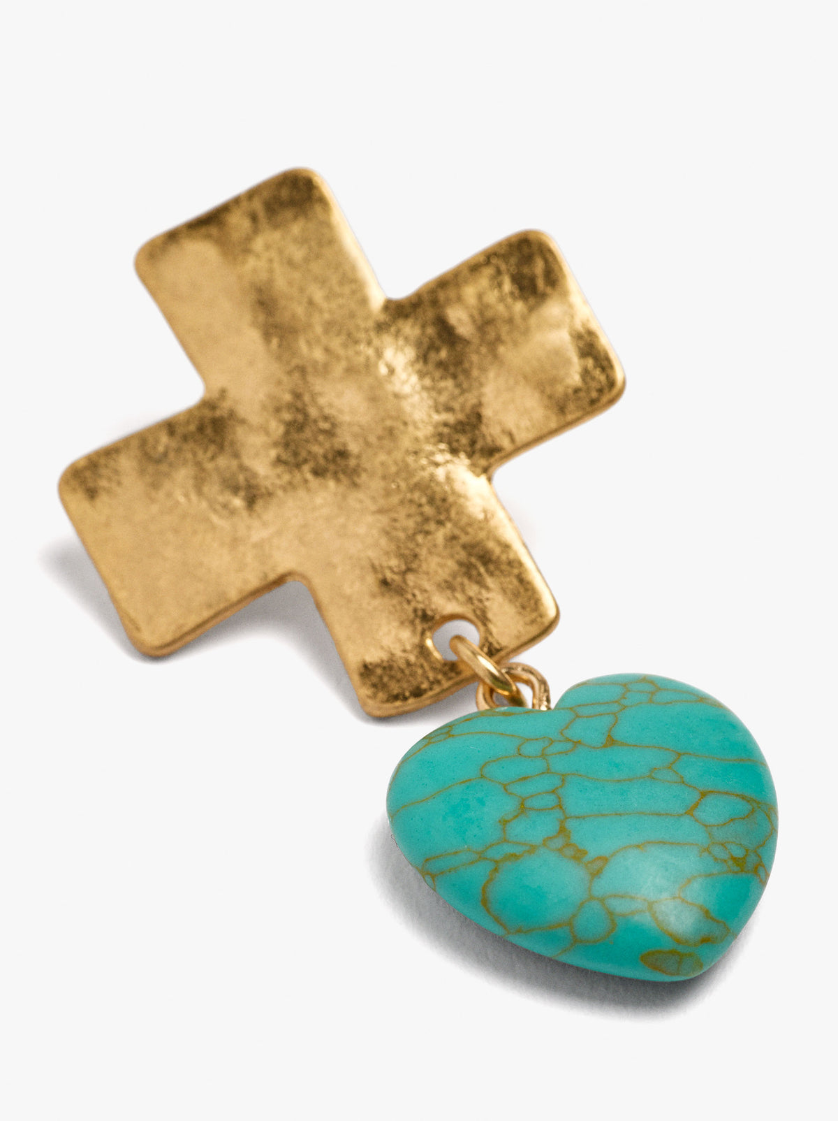 Cross Earrings With Heart Of Stone