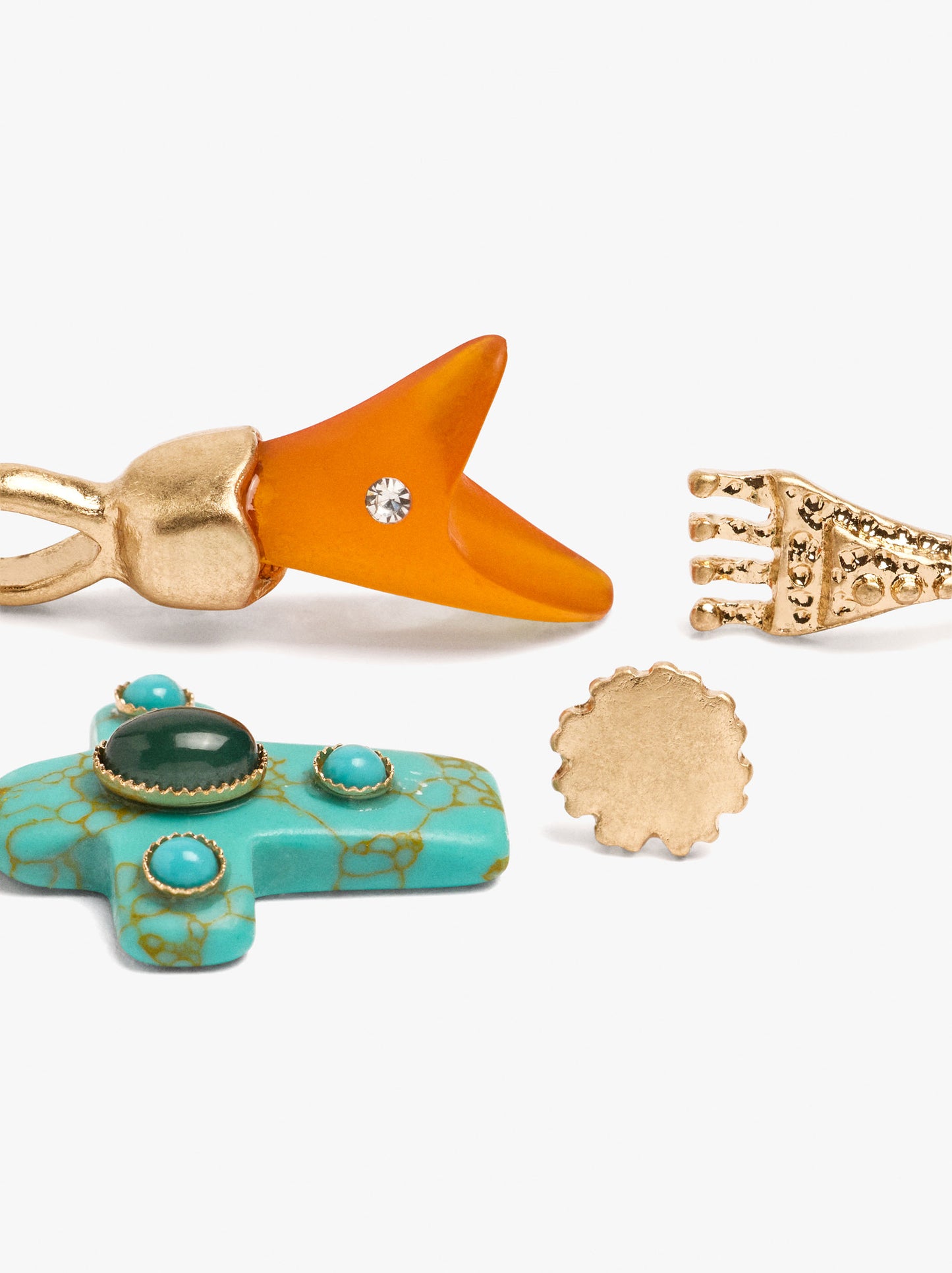Set Of Asymmetrical Earrings With Stones