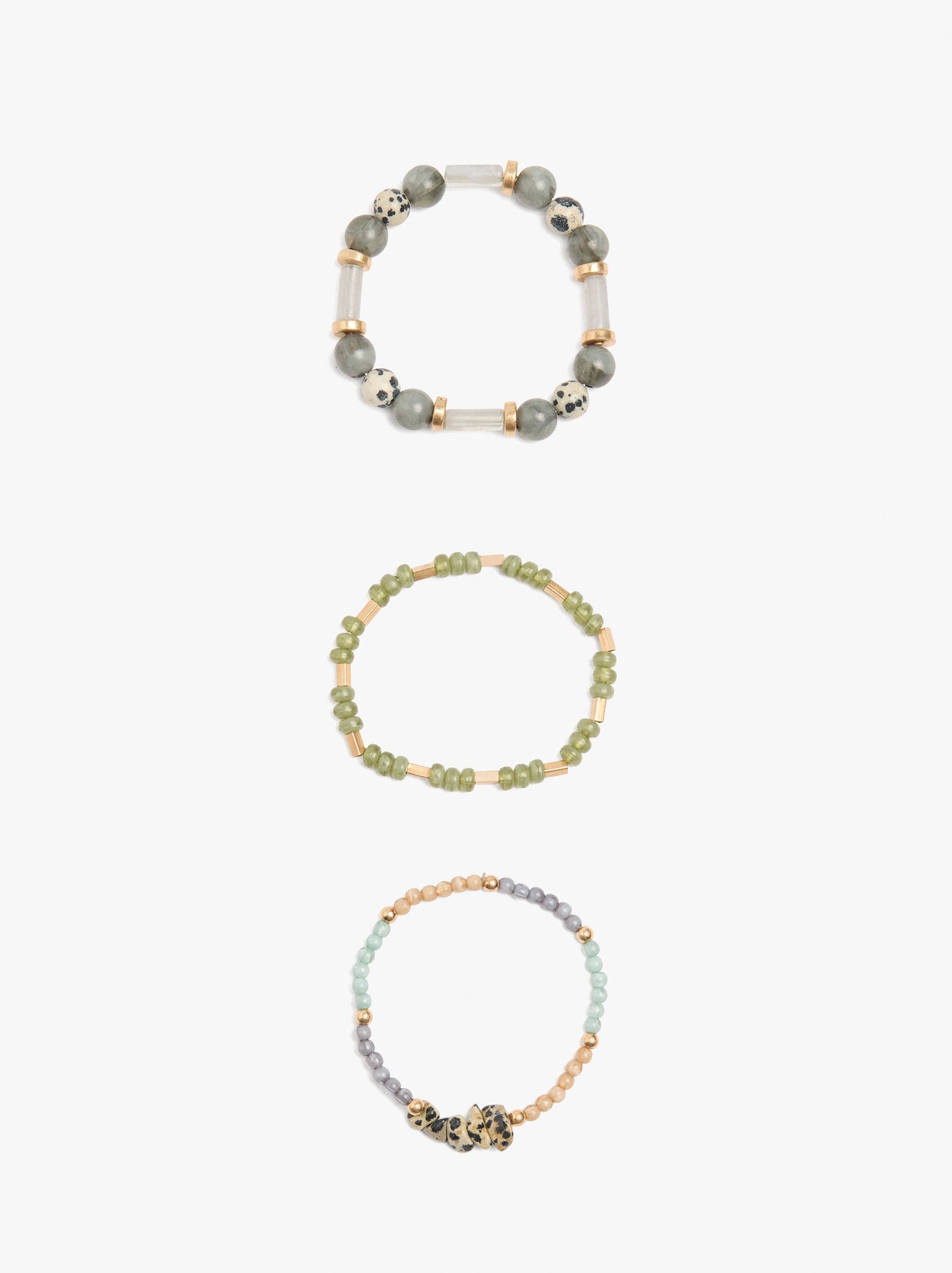 Set Of Bracelets With Stone Beads