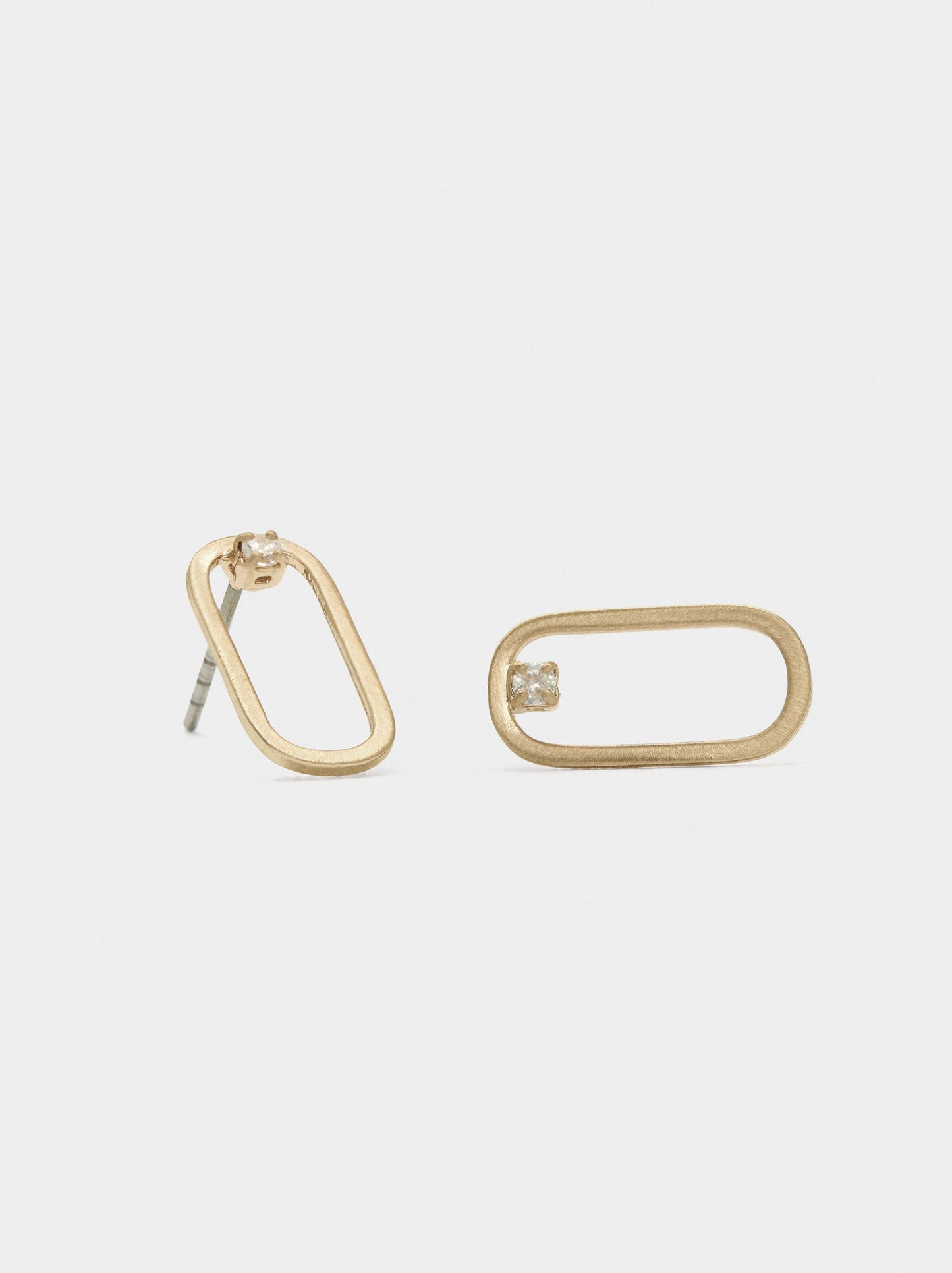 Elongated Hoop Earrings With Zirconia