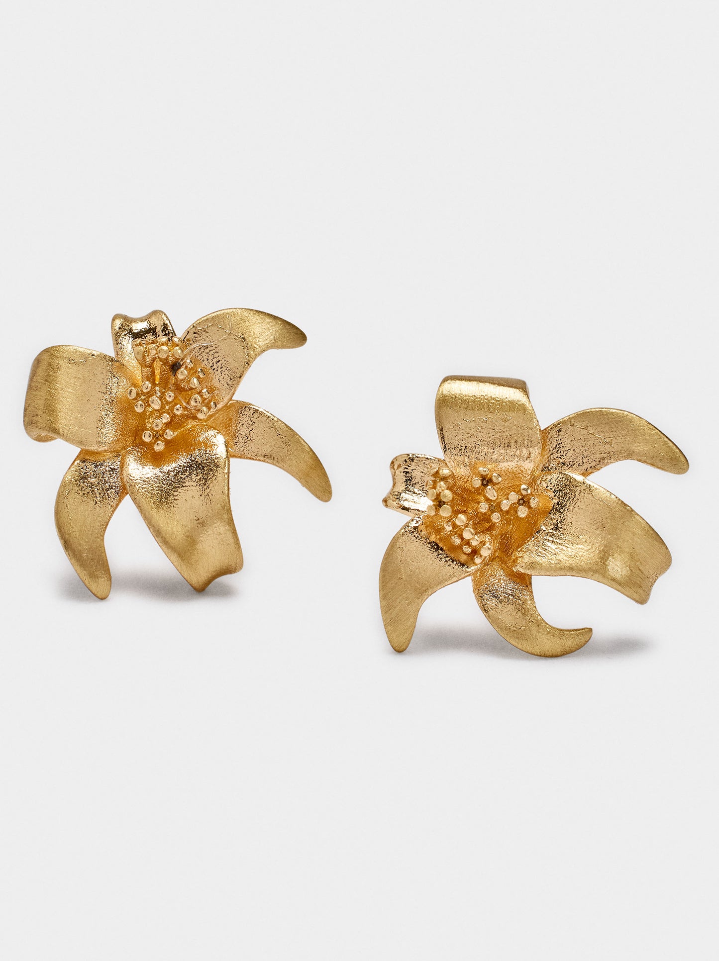 Flower Earrings With Embossed Detail