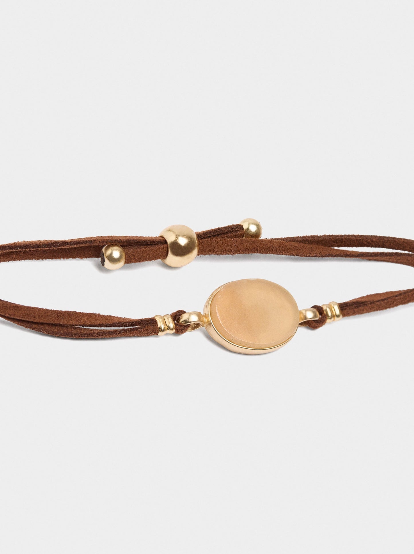 Adjustable Leather Cord Bracelet With Stone