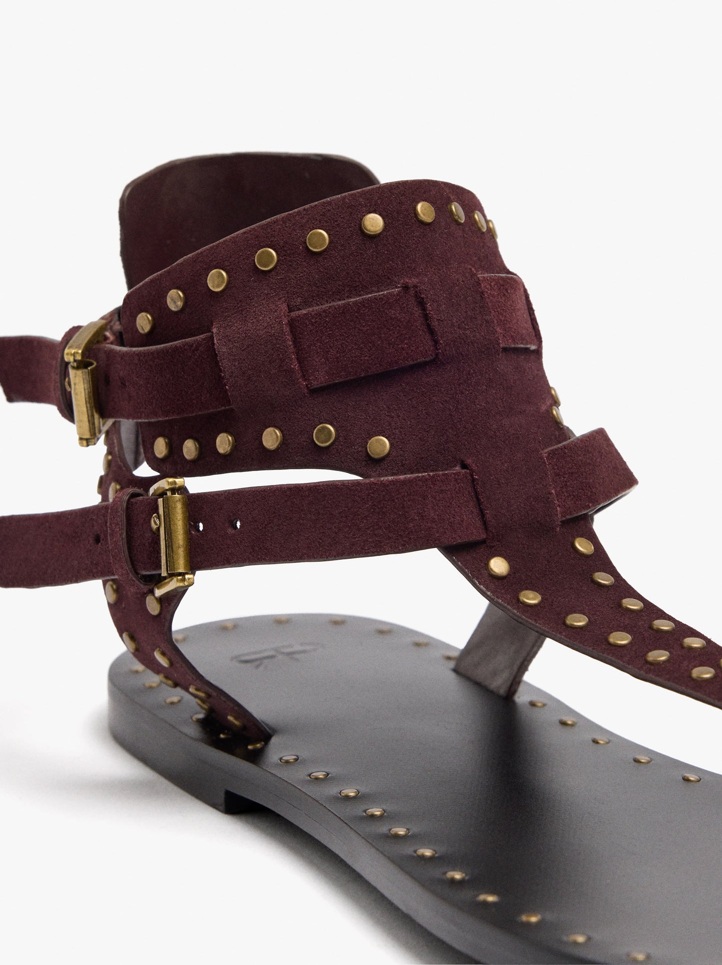 Flat Leather Sandals With Studs
