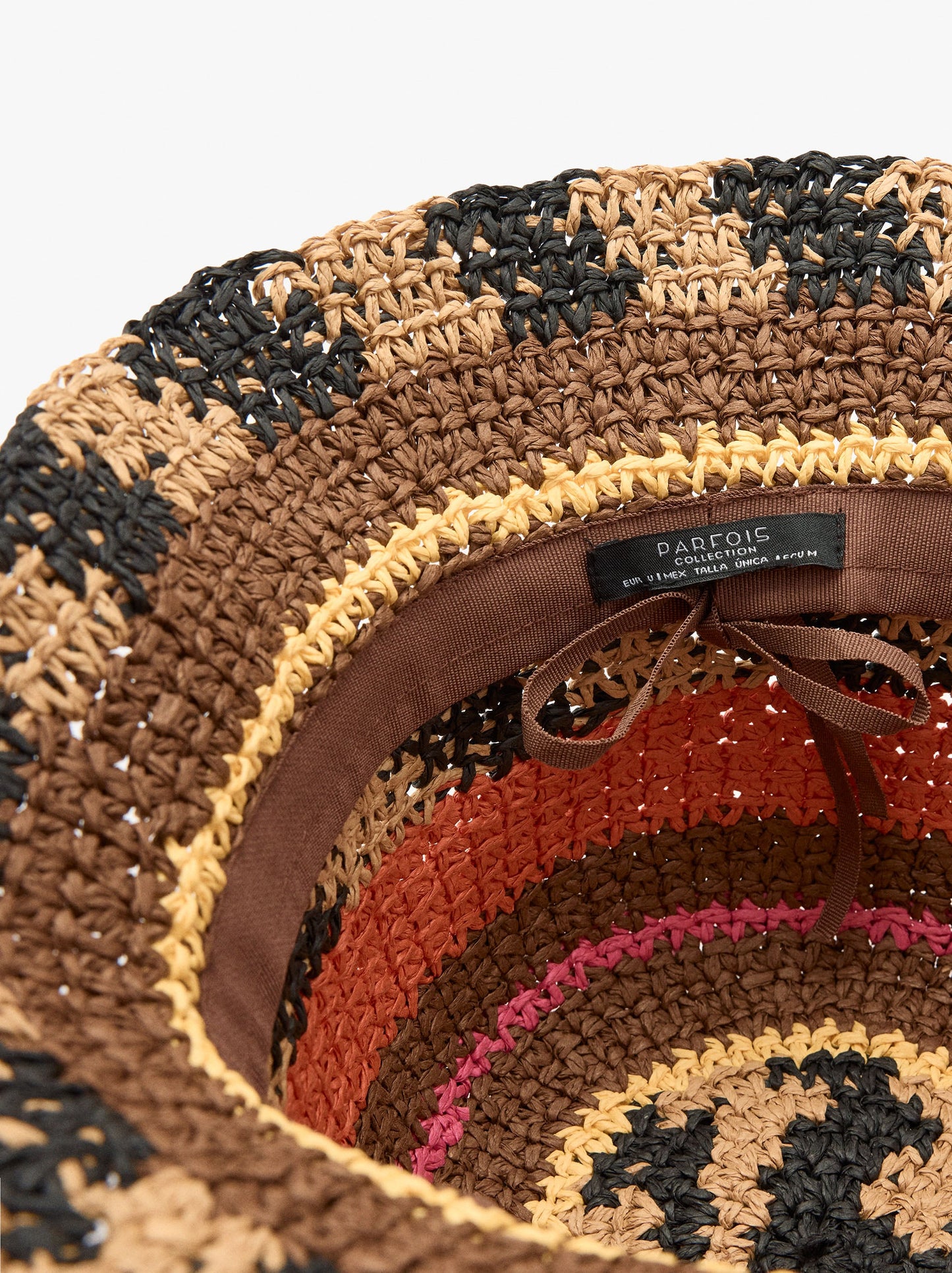 Multicolor Bucket Hat With Straw Effect