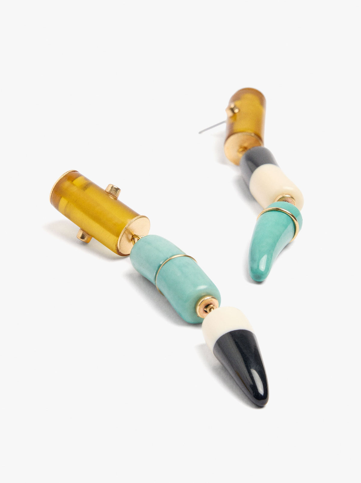 Long Earrings With Cylindrical Beads