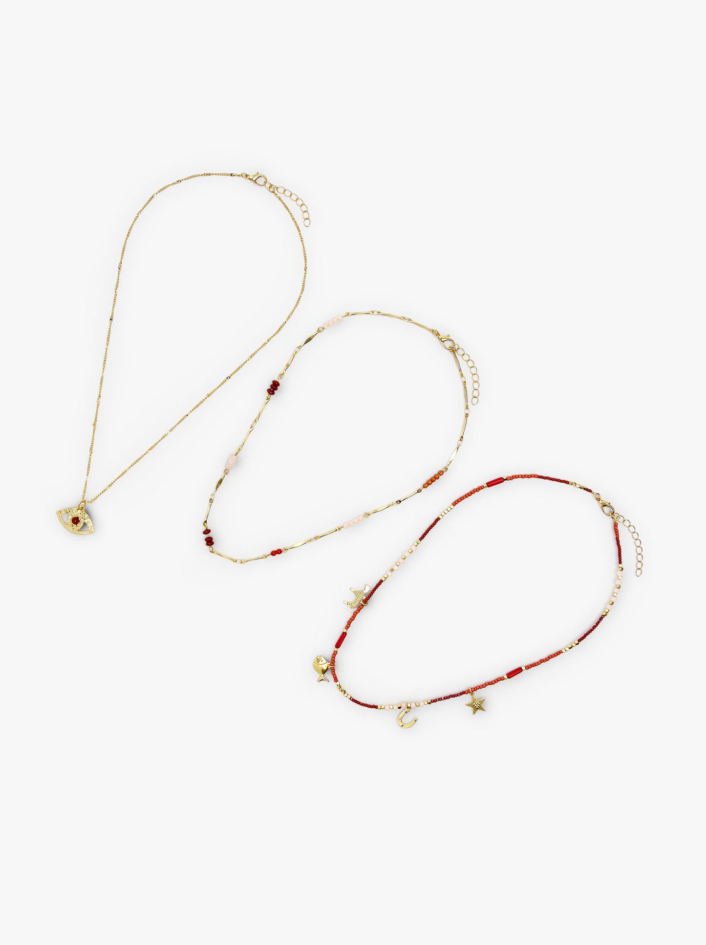Set Of Necklaces With Beads Of Stone And Resin