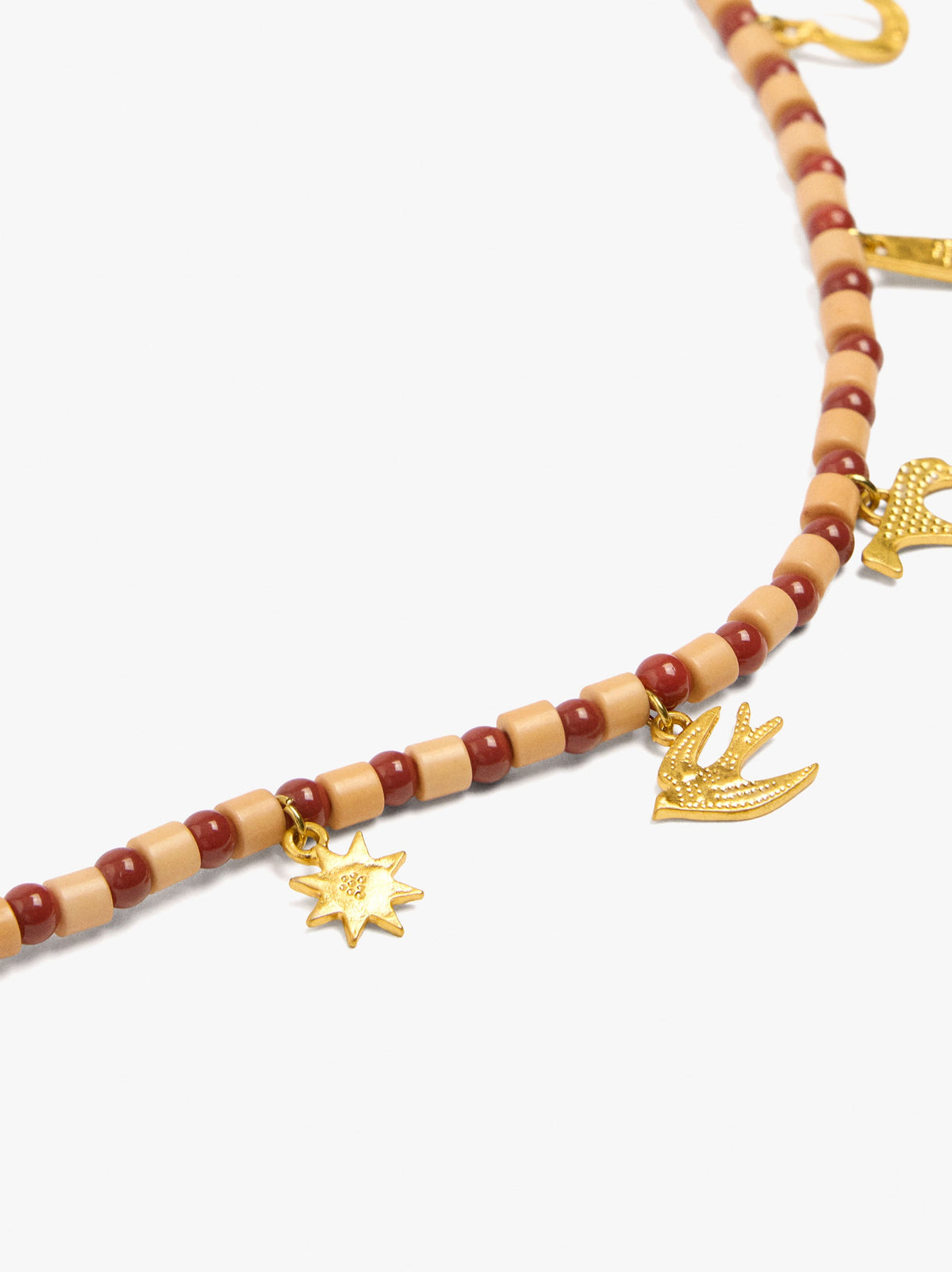 Necklace Of Stone Beads With Charms