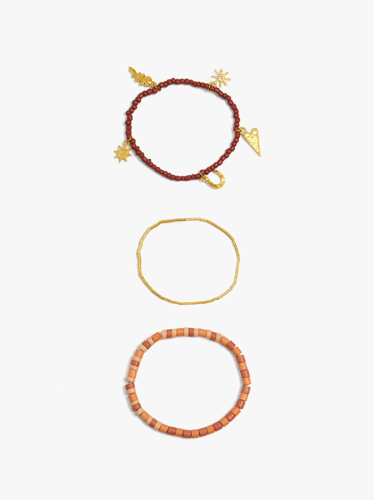 Set Of Elastic Bracelets With Beads