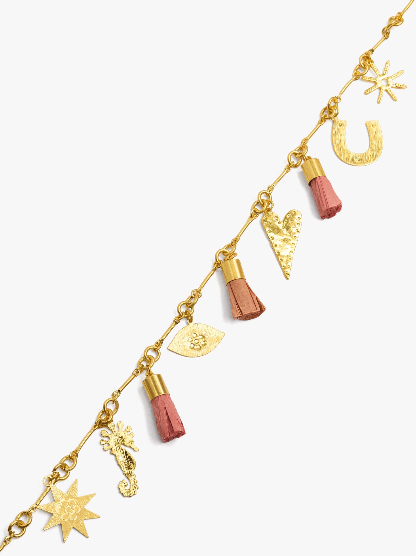 Segmented Necklace With Bar Elements And Tassel Detail