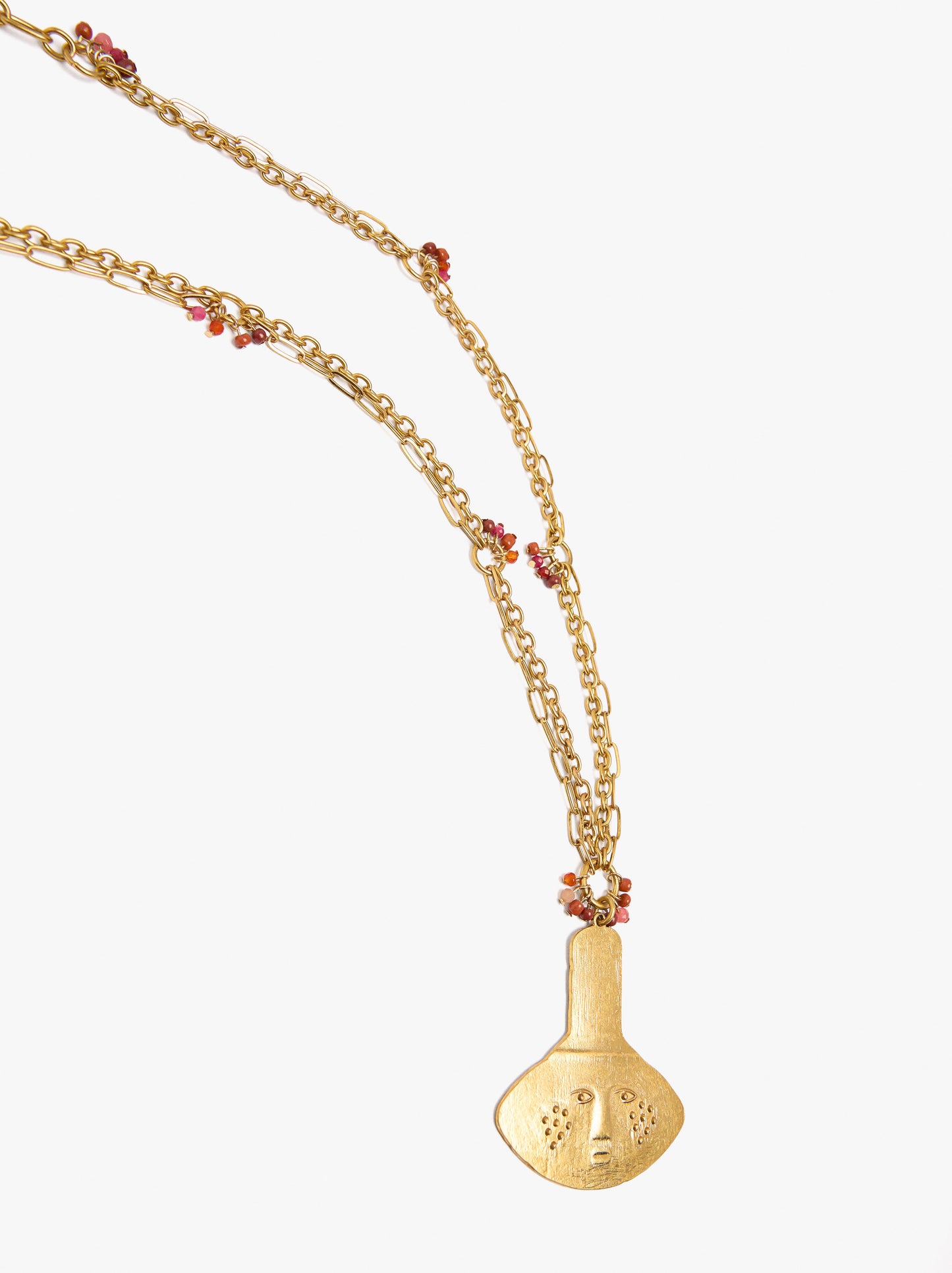 Necklace Of Links With Stone Beads