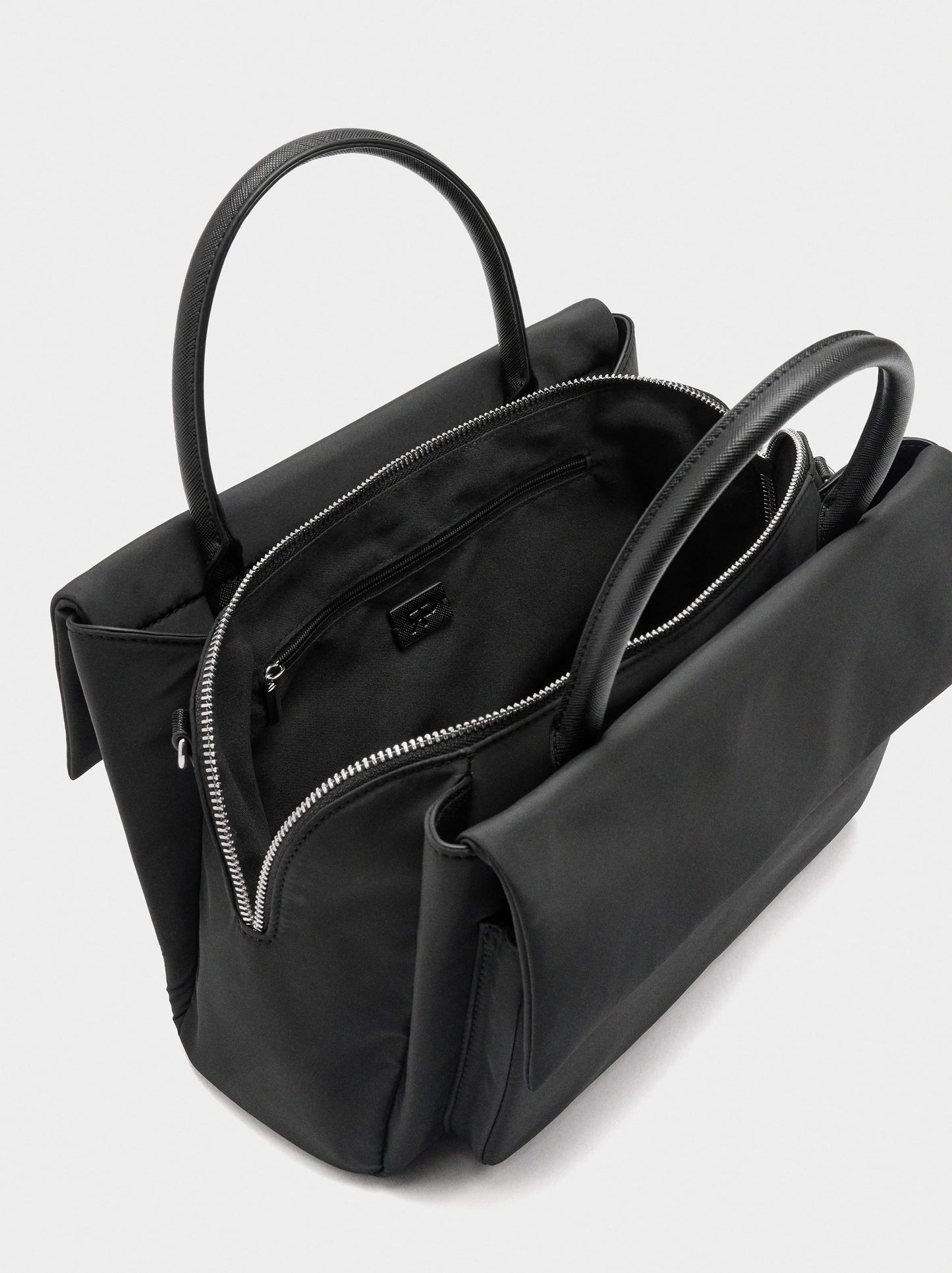 Nylon Tote Bag With Double Flap