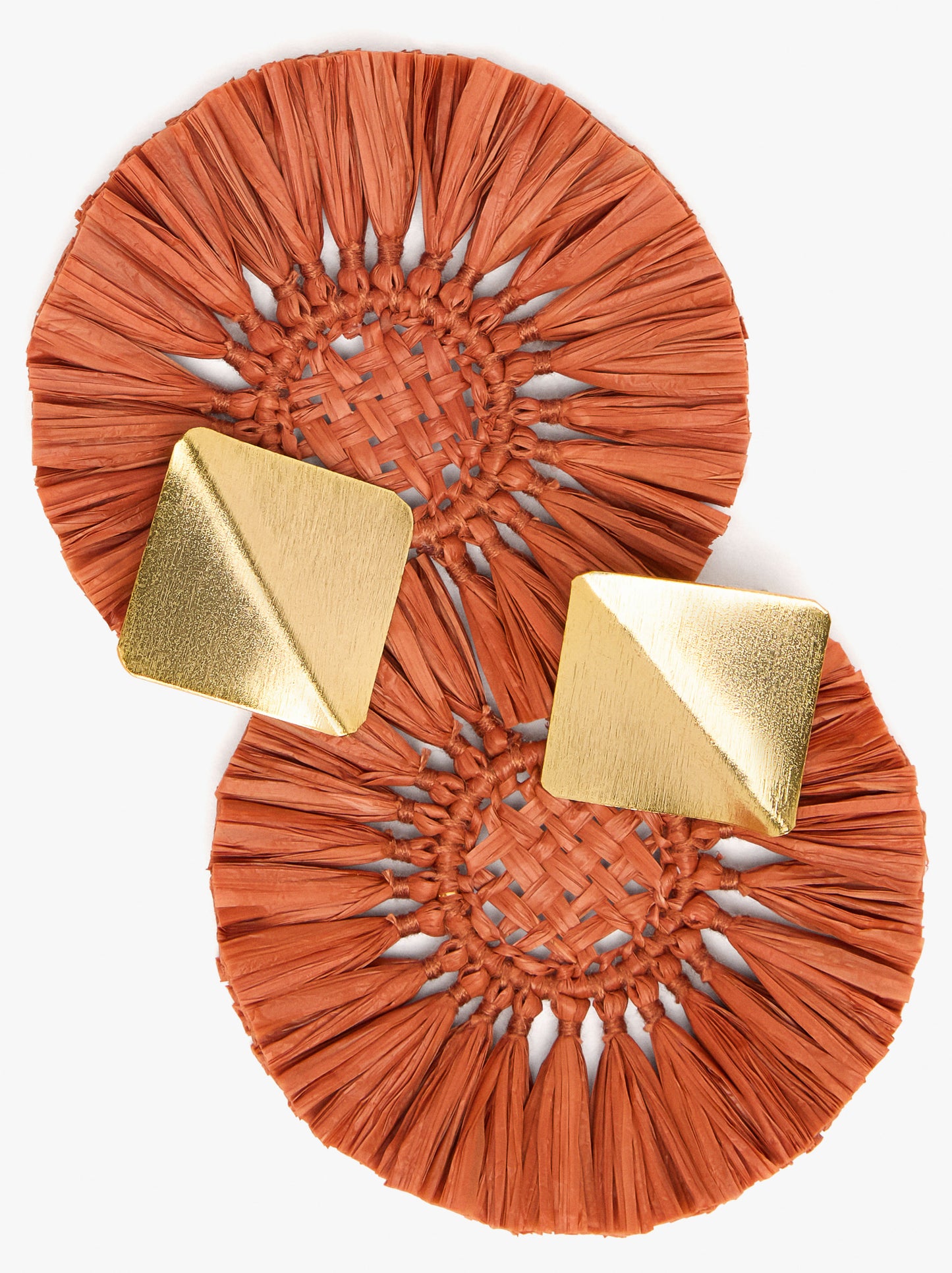 Maxi Round Earrings With Raffia