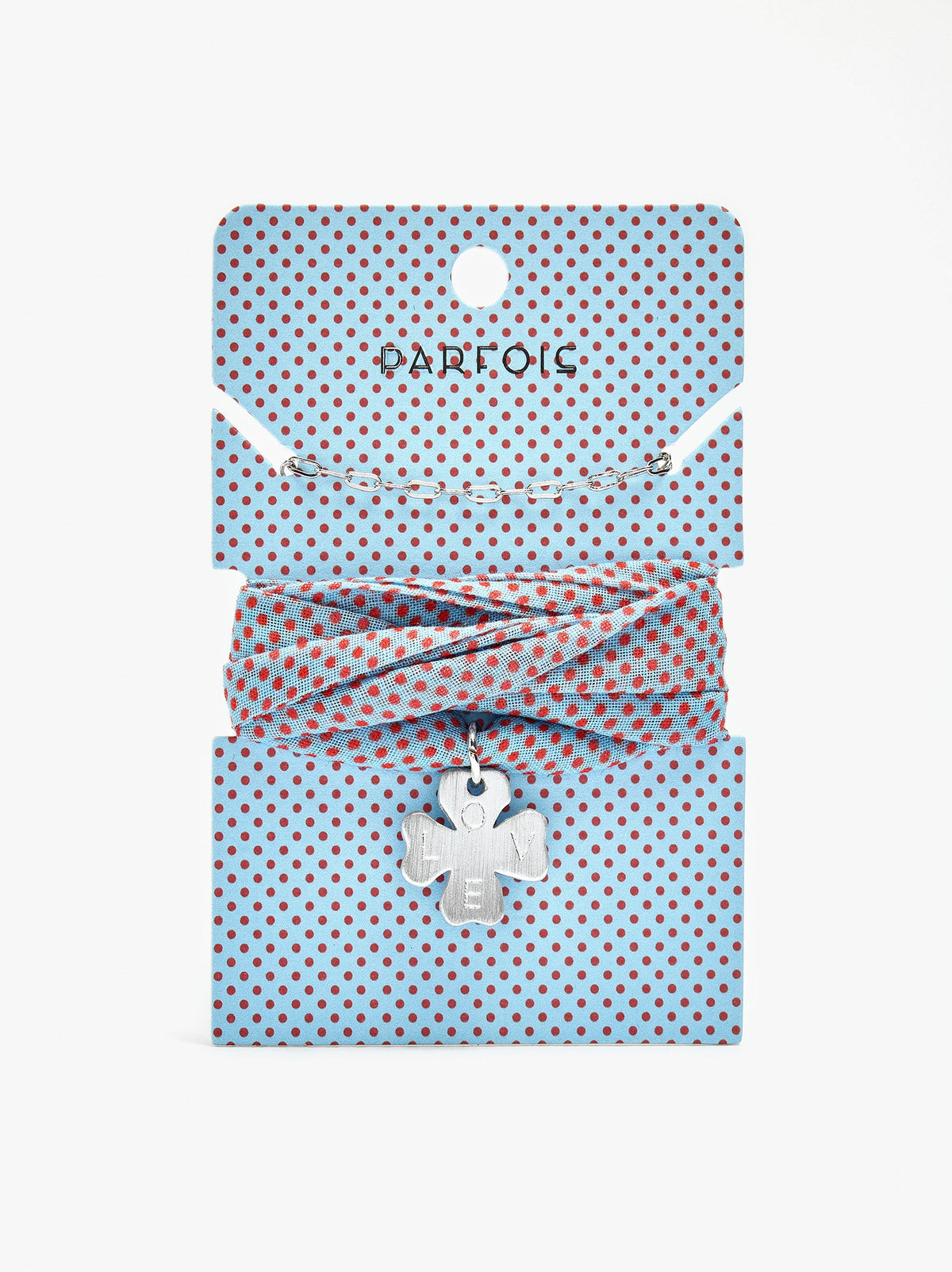 Necklace In Fabric With Clover Charm