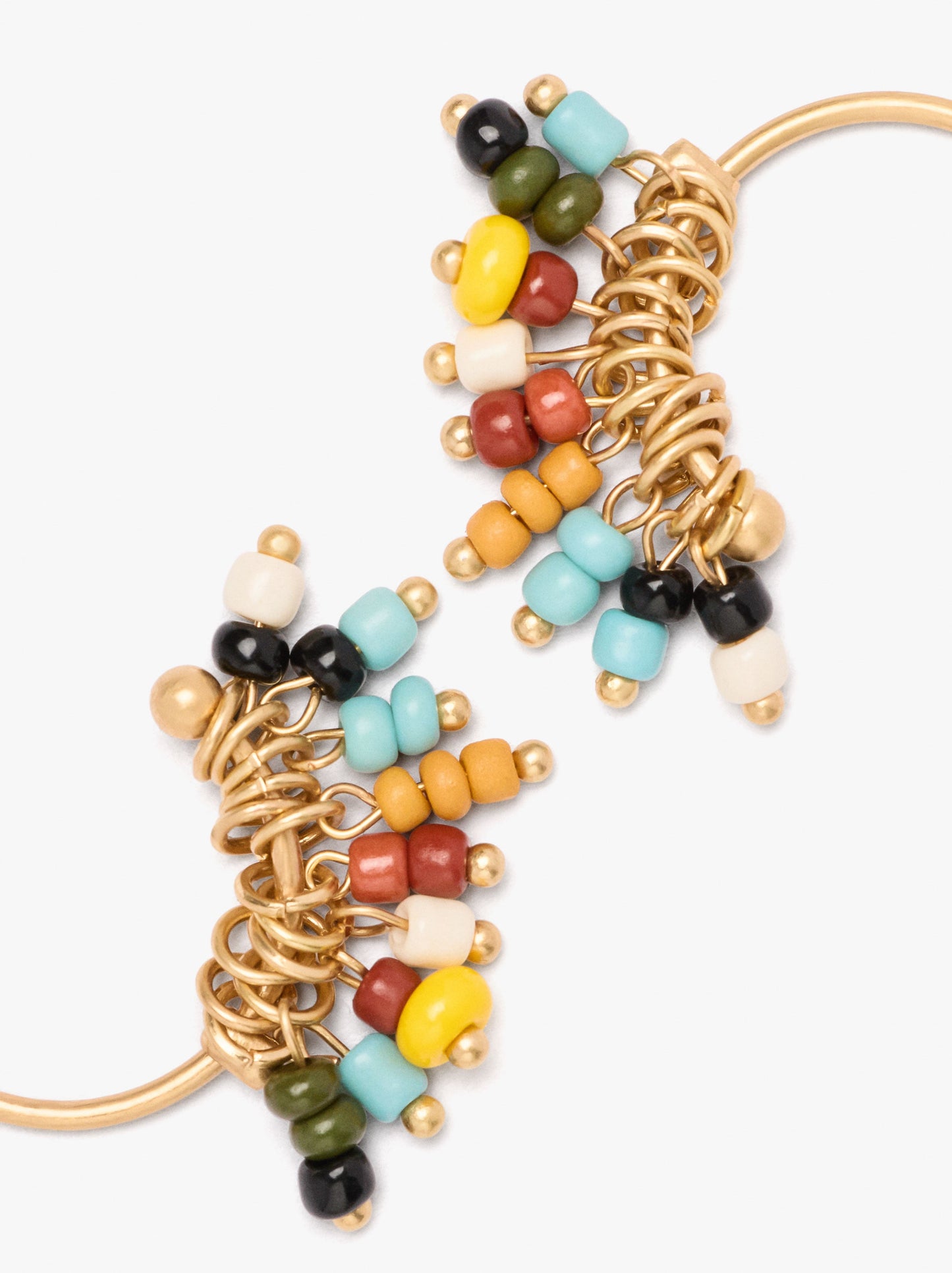 Open Hoop Earrings With Multicolor Beads