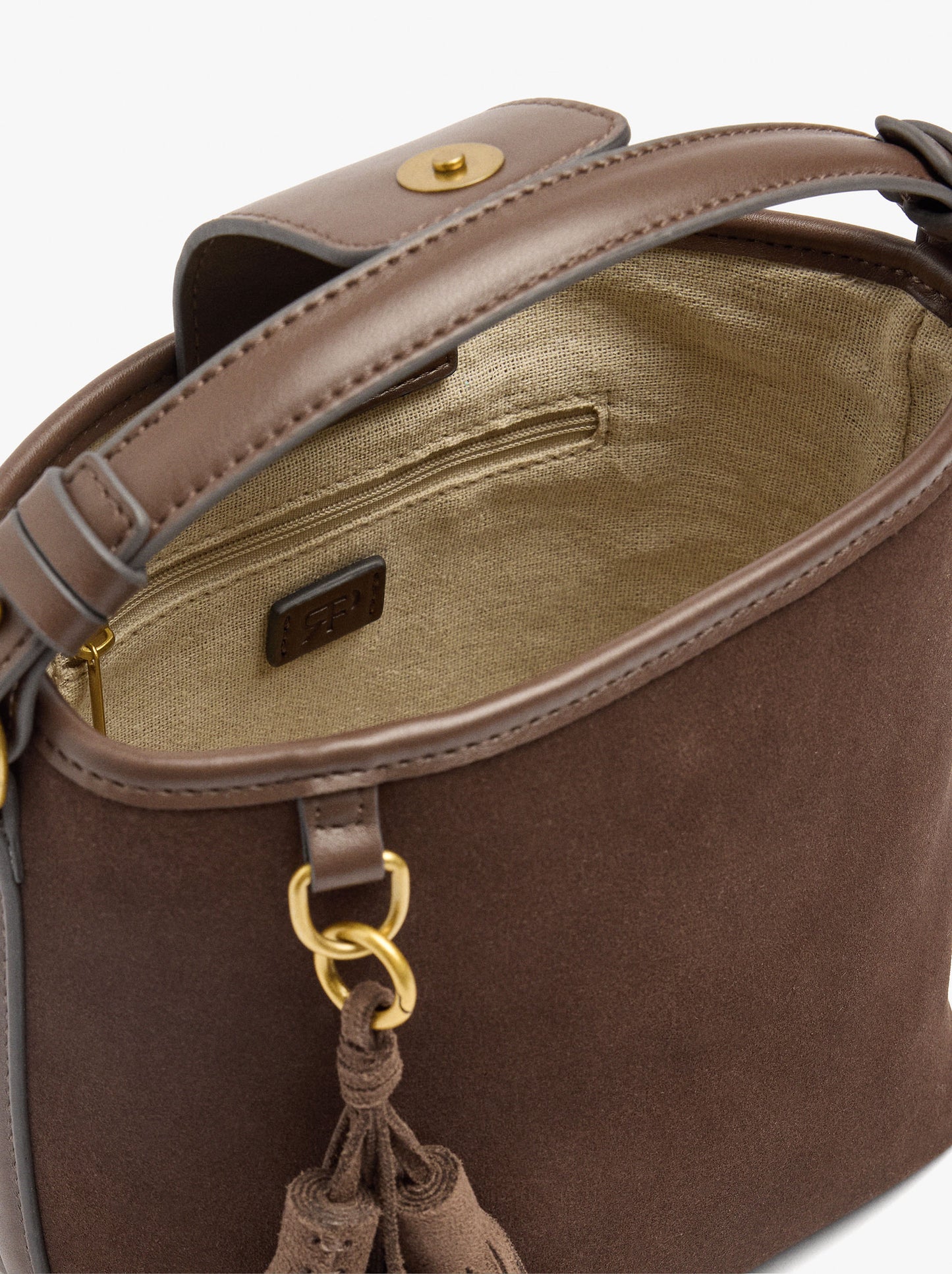 Bucket Bag With Leather Details With Pendant