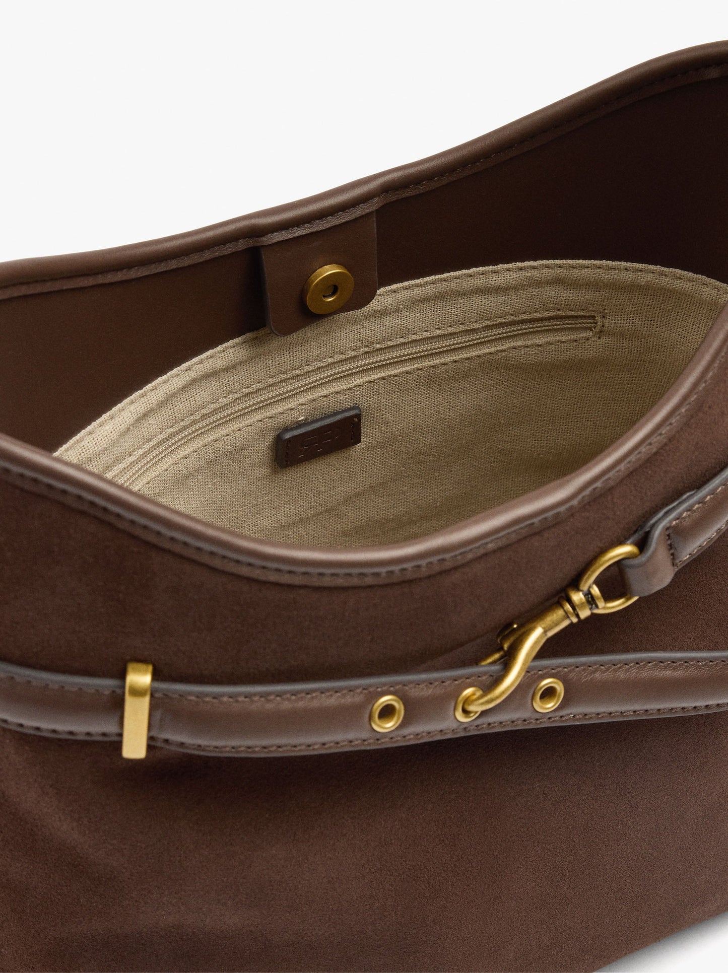 Shoulder Bag With Leather Details With Belt