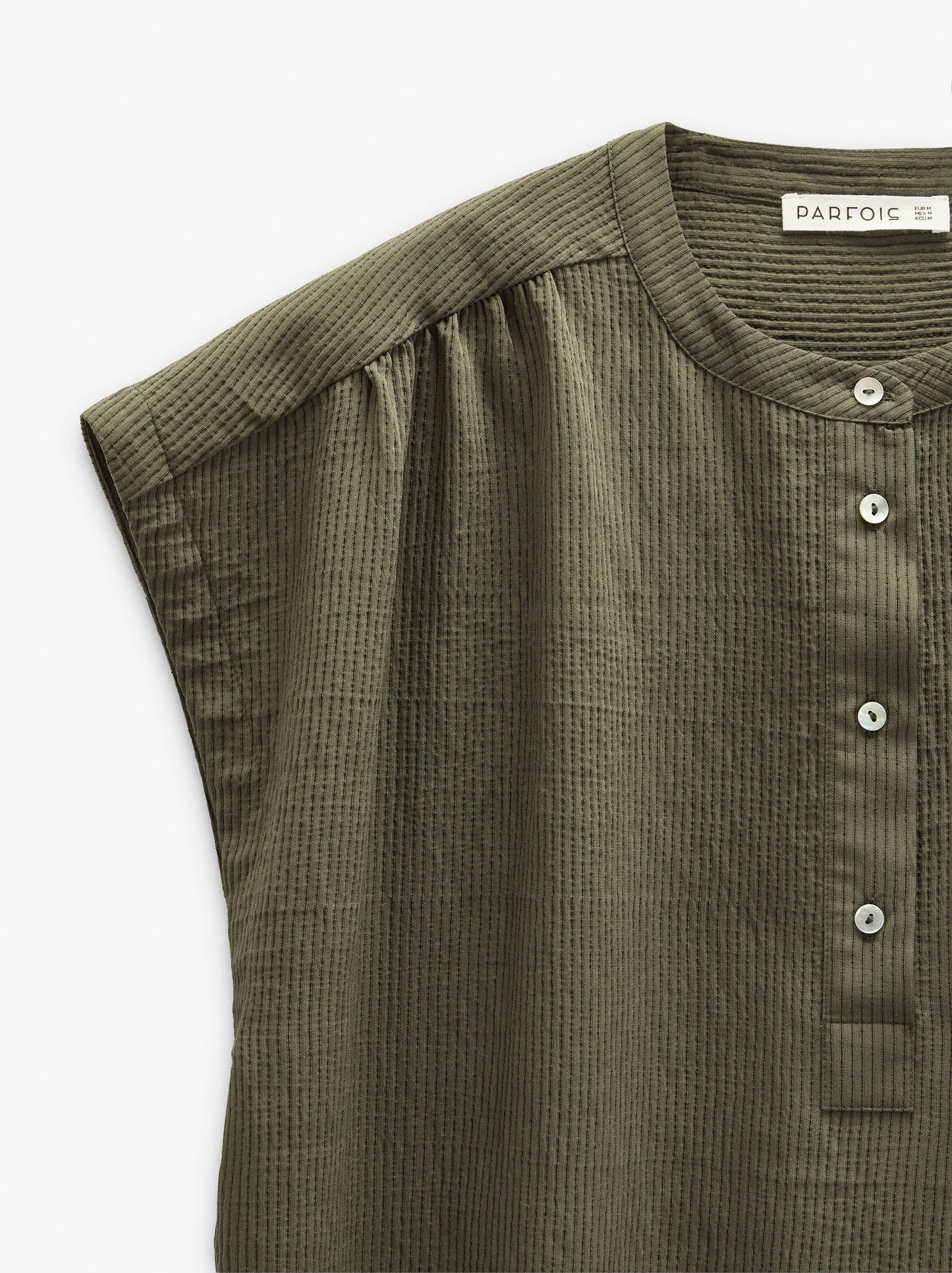 Blouse With Stripes With Mandarin Collar