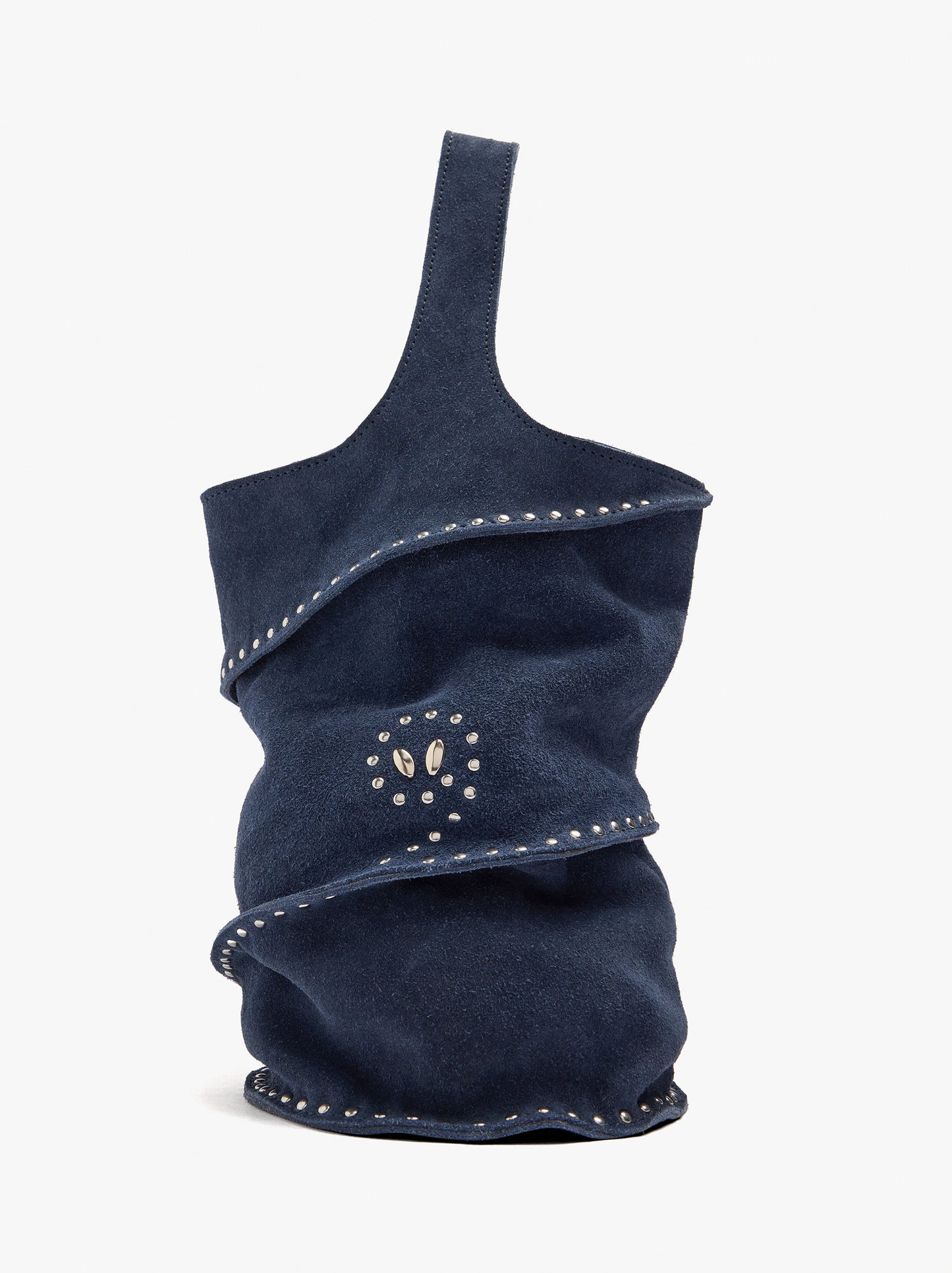 Cylindrical Leather Handbag With Studs