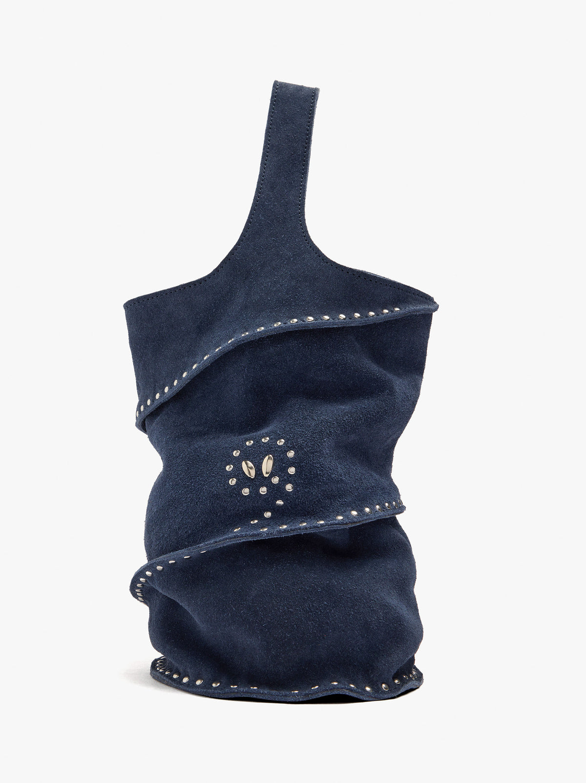 Cylindrical Leather Handbag With Studs