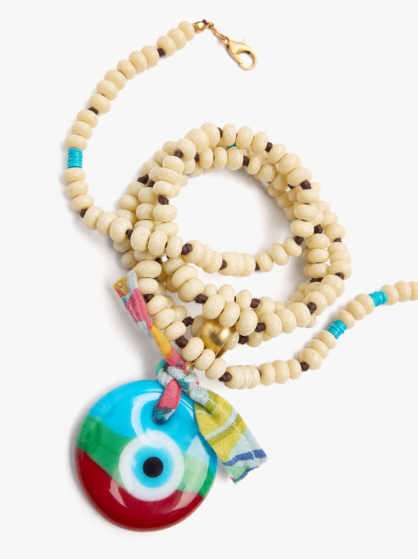 Beaded Necklace With Glass Eye Pendant