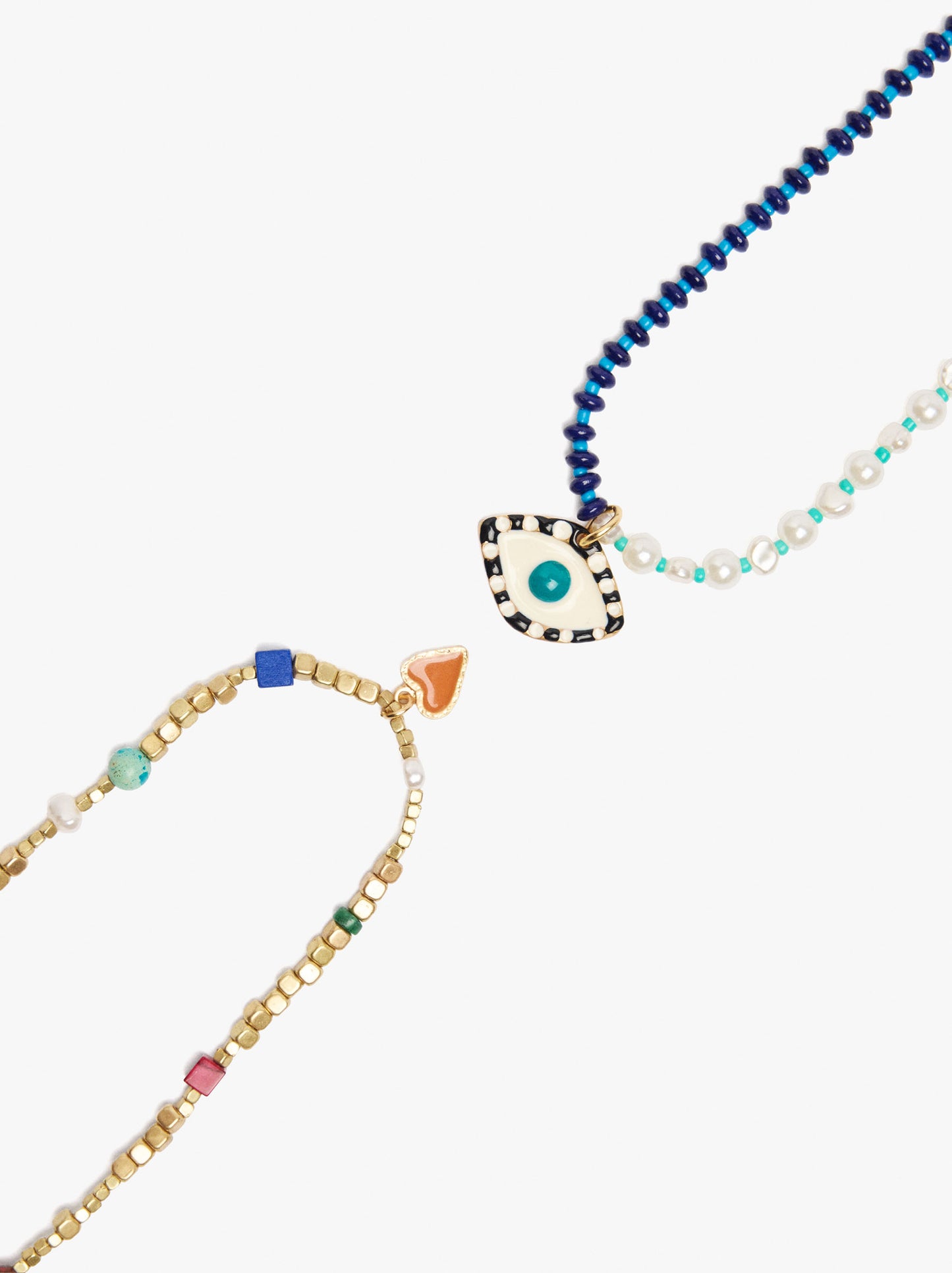Set Of Necklaces With Stone And Glass Beads