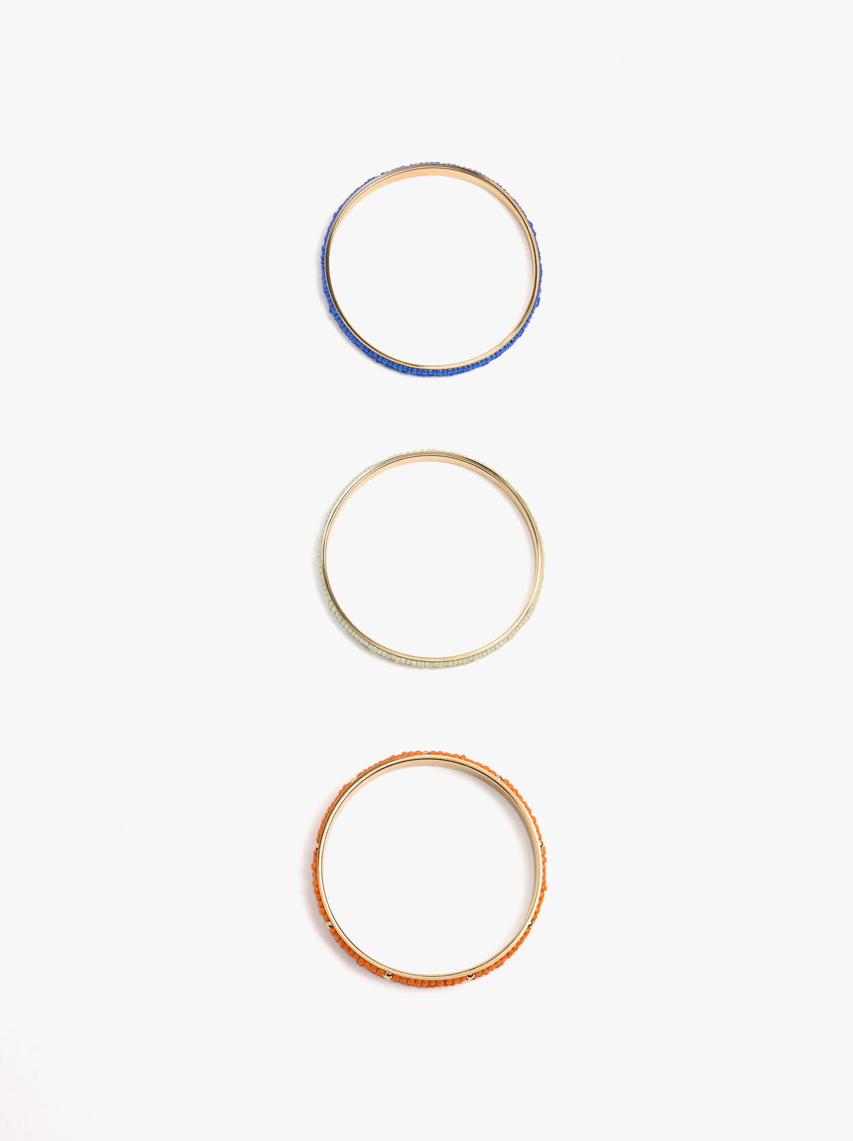 Set Of Rigid Bracelets With Glass Beads