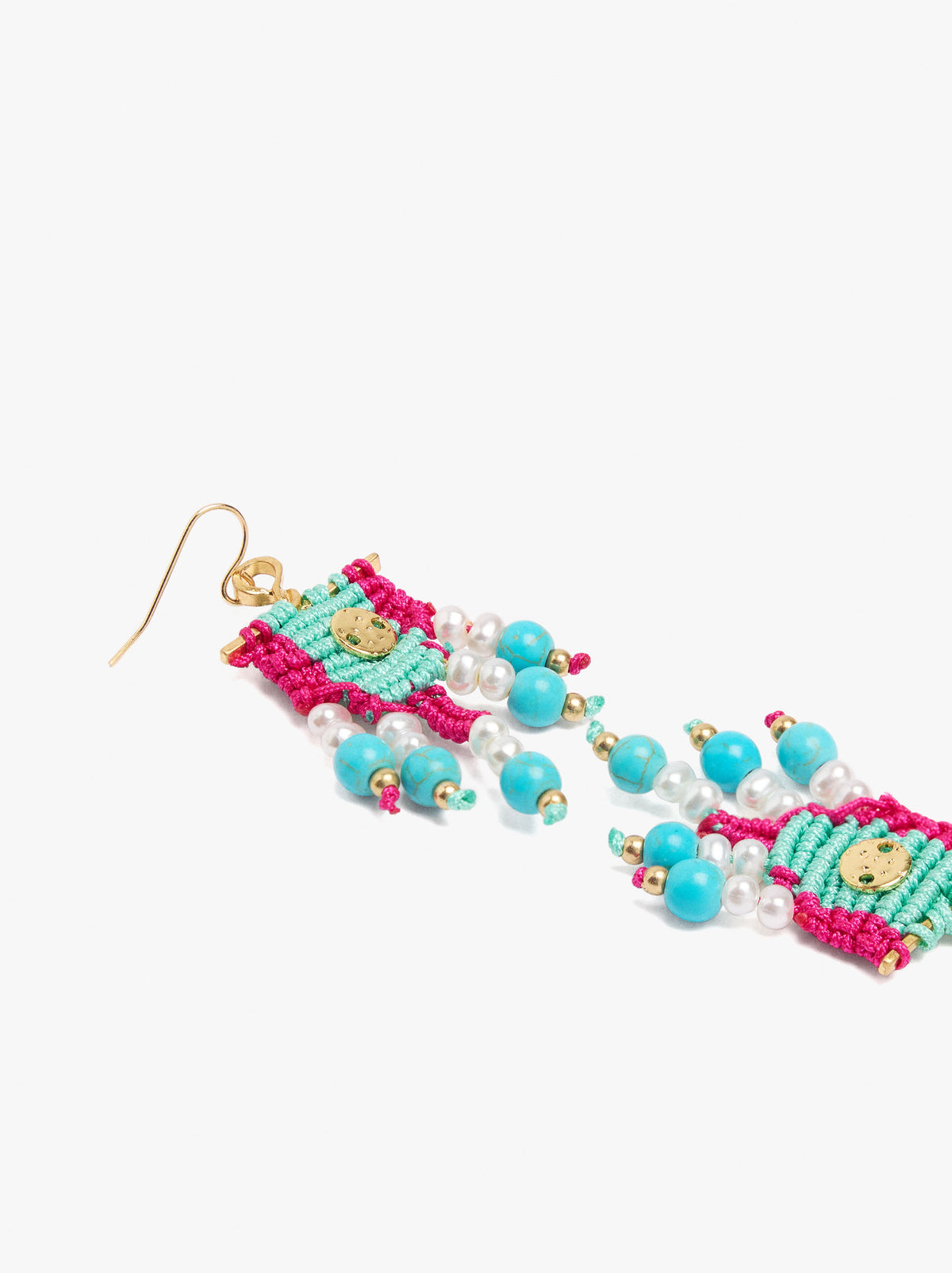 Earrings With Cord And Stone Beads