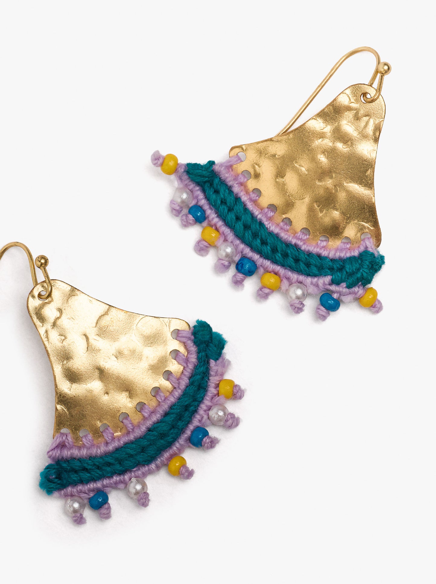 Triangular Earrings With Beads