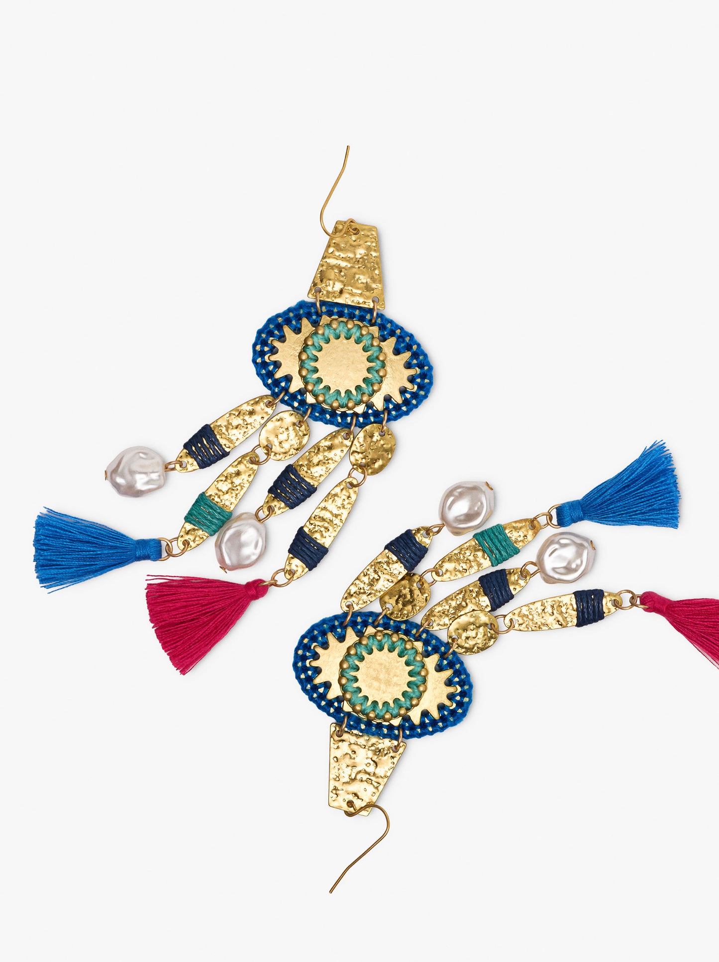 Long Earrings With Eye And Tassels