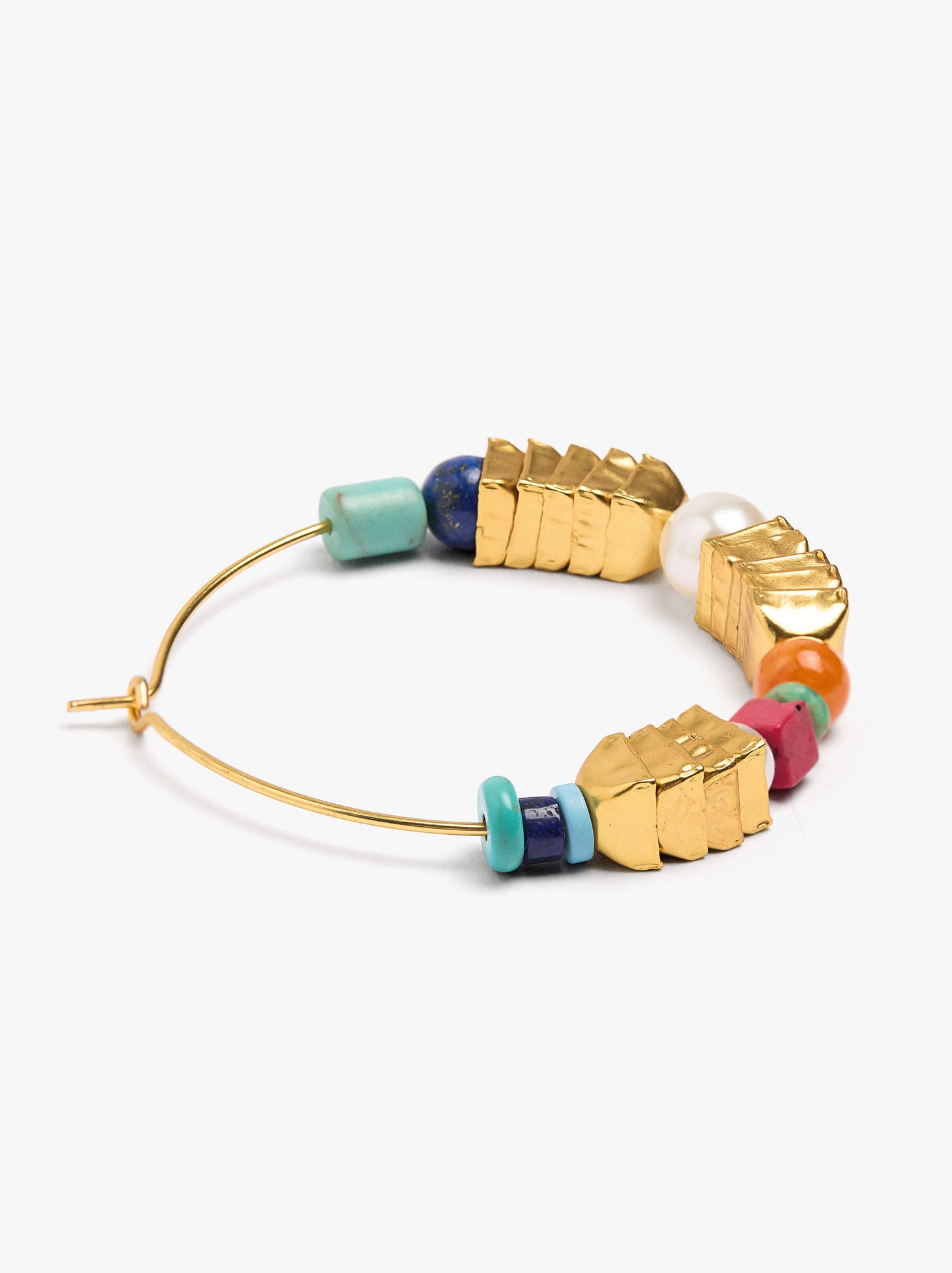Hoop Earrings With Stone And Resin Beads